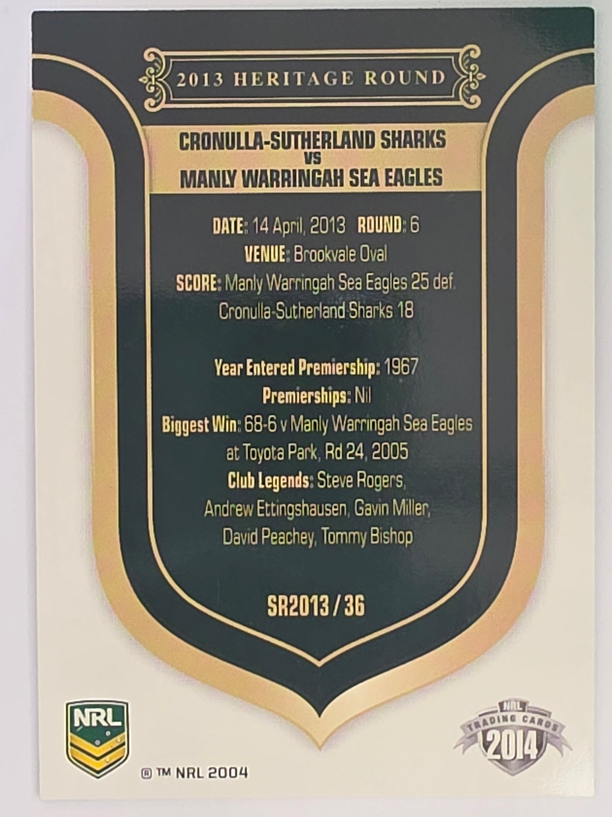 NRL 2014 Traders | Season to Remember #SR2013/36 | Cronulla Sutherland Sharks