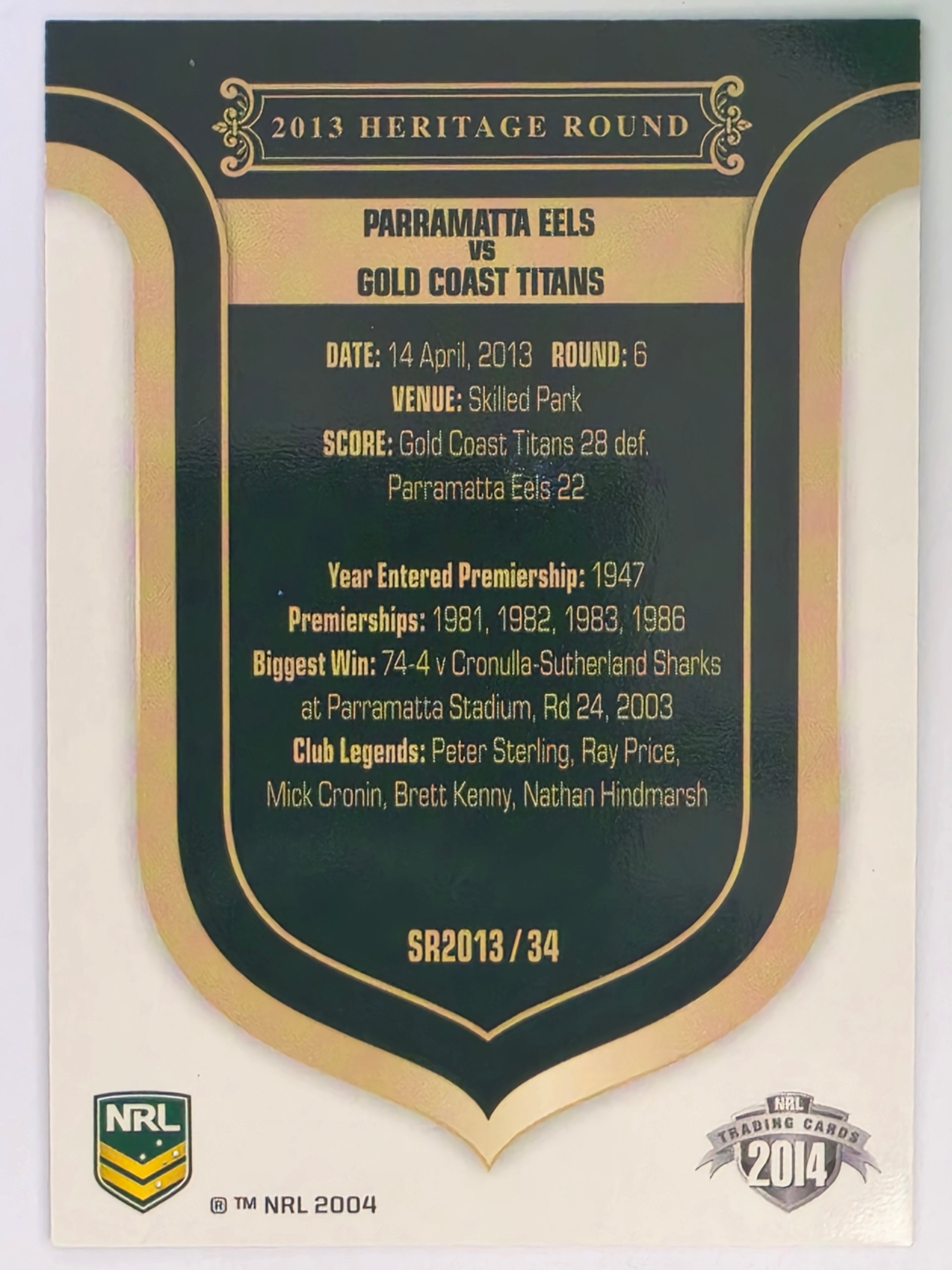 NRL 2014 Traders | Season to Remember #SR2013/34 | Parramatta Eels