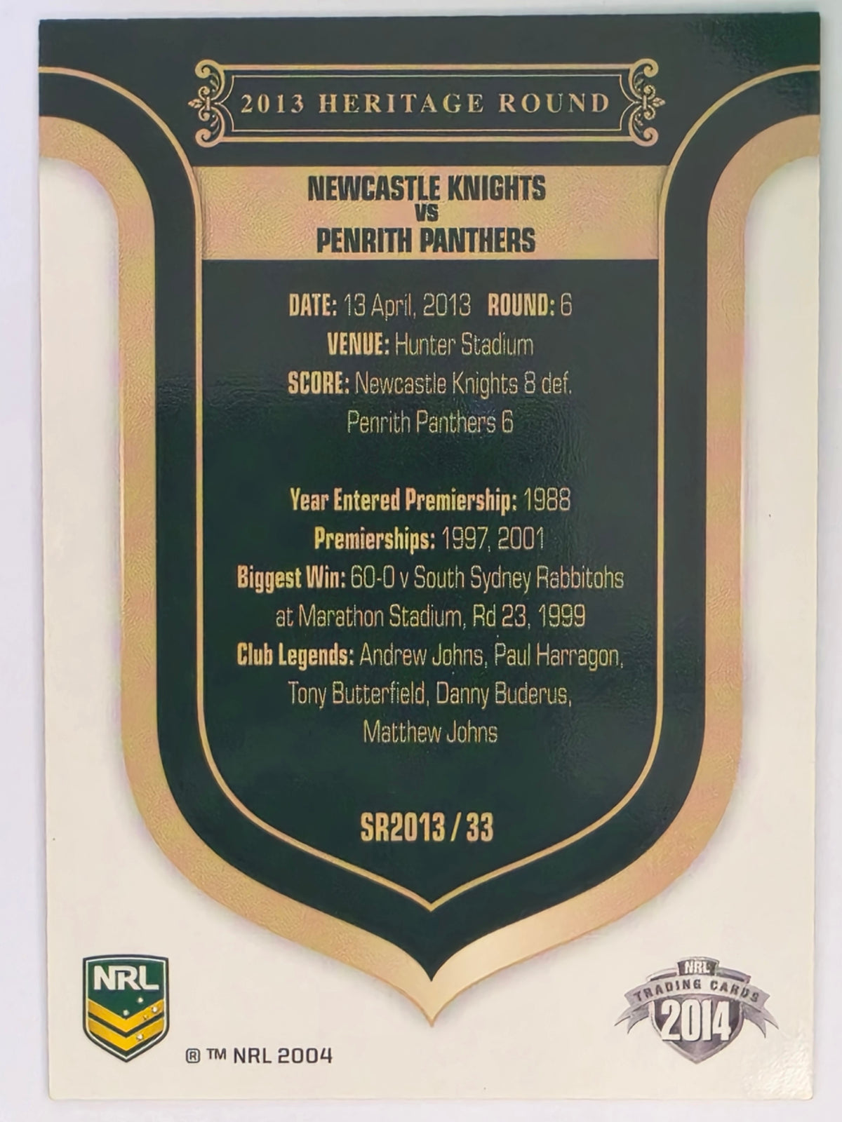 NRL 2014 Traders | Season to Remember #SR2013/33 | Newcastle Knights