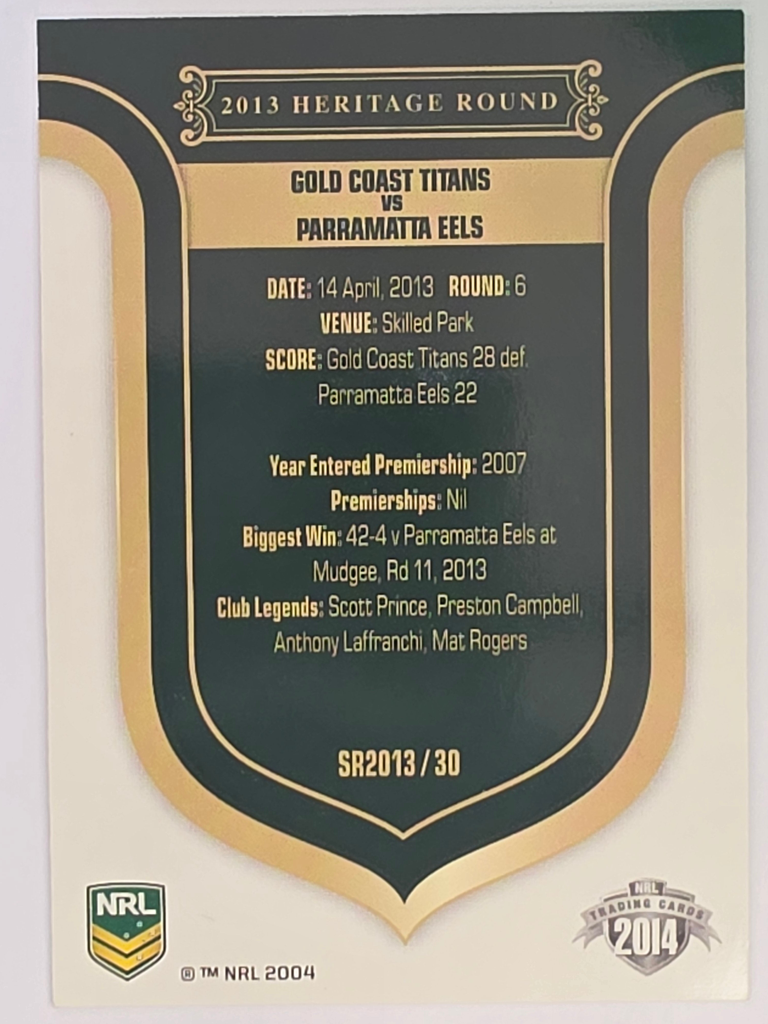 NRL 2014 Traders | Season to Remember #SR2013/30 | Gold Coast Titans