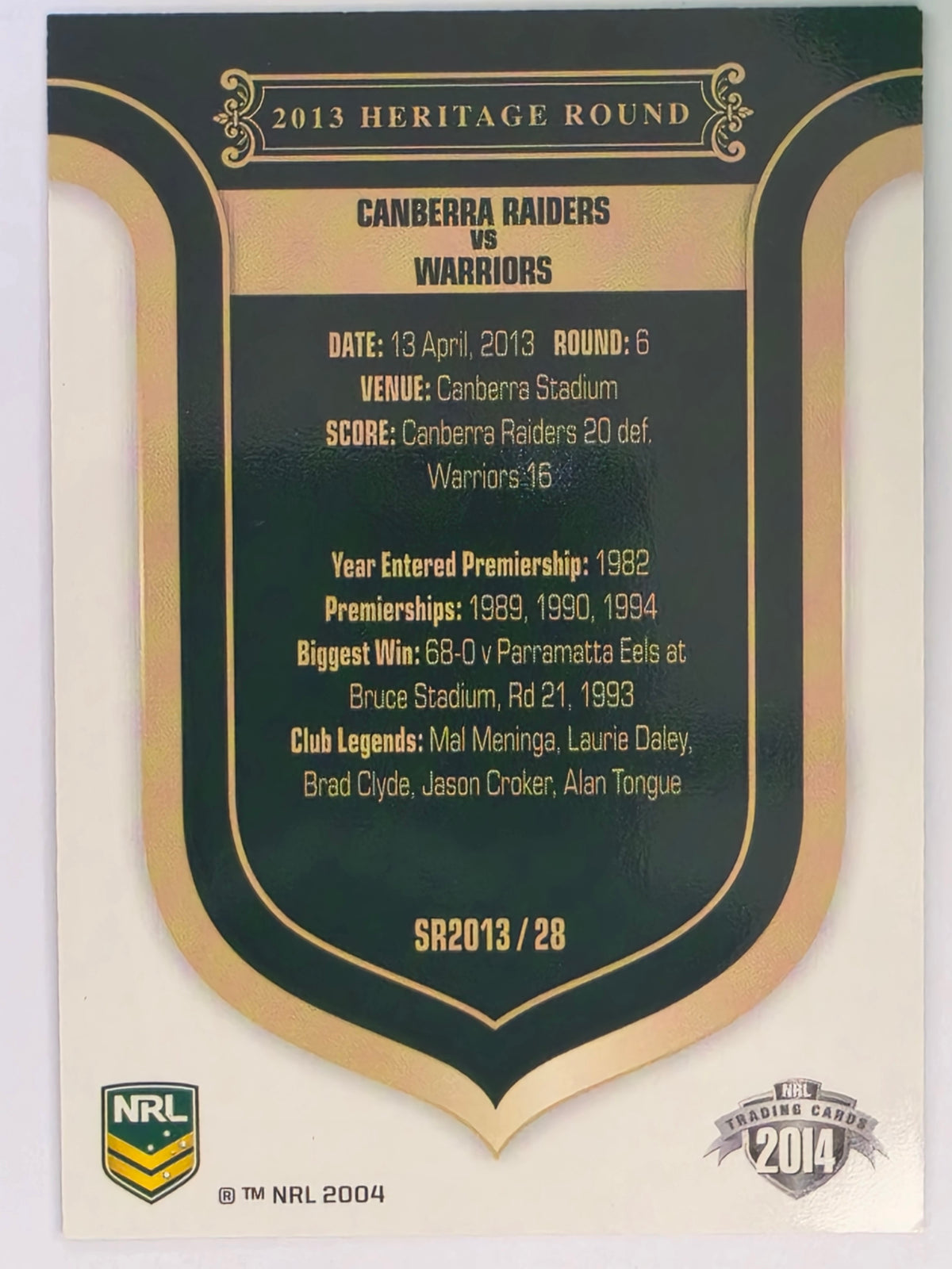 NRL 2014 Traders | Season to Remember #SR2013/28 | Canberra Raiders