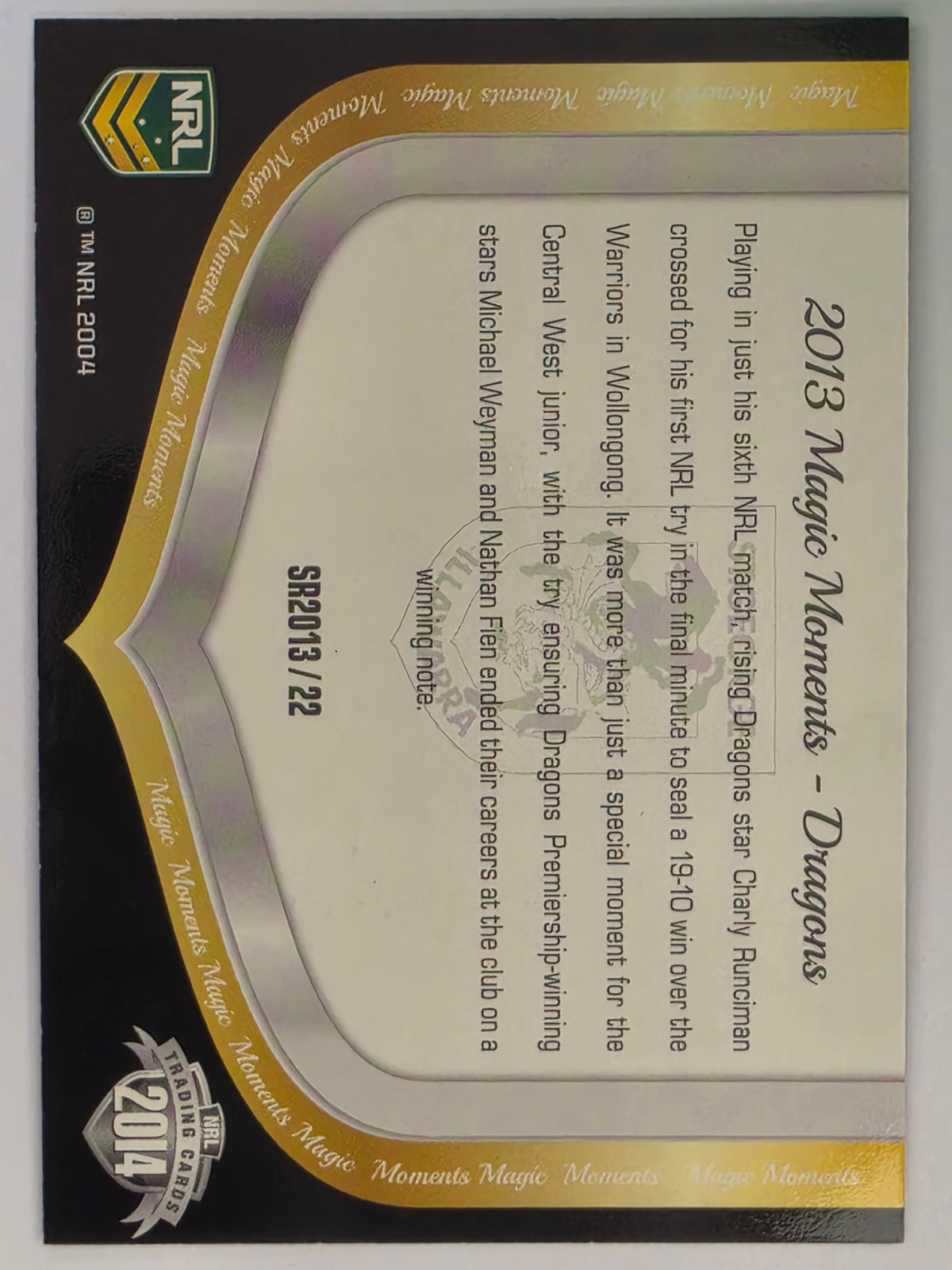 NRL 2014 Traders | Season to Remember #SR2013/22 | St George Illawarra Dragons