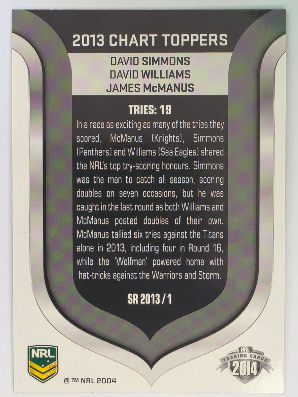 NRL 2014 Traders | Season to Remember #SR2013/1 | James McManus / David Williams / David Simmons | Knights / Sea Eagles / Panthers