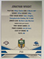 NRL 2013 Elite | Silver Parallel #P99 | Jonathan Wright | Cronulla Sutherland Sharks