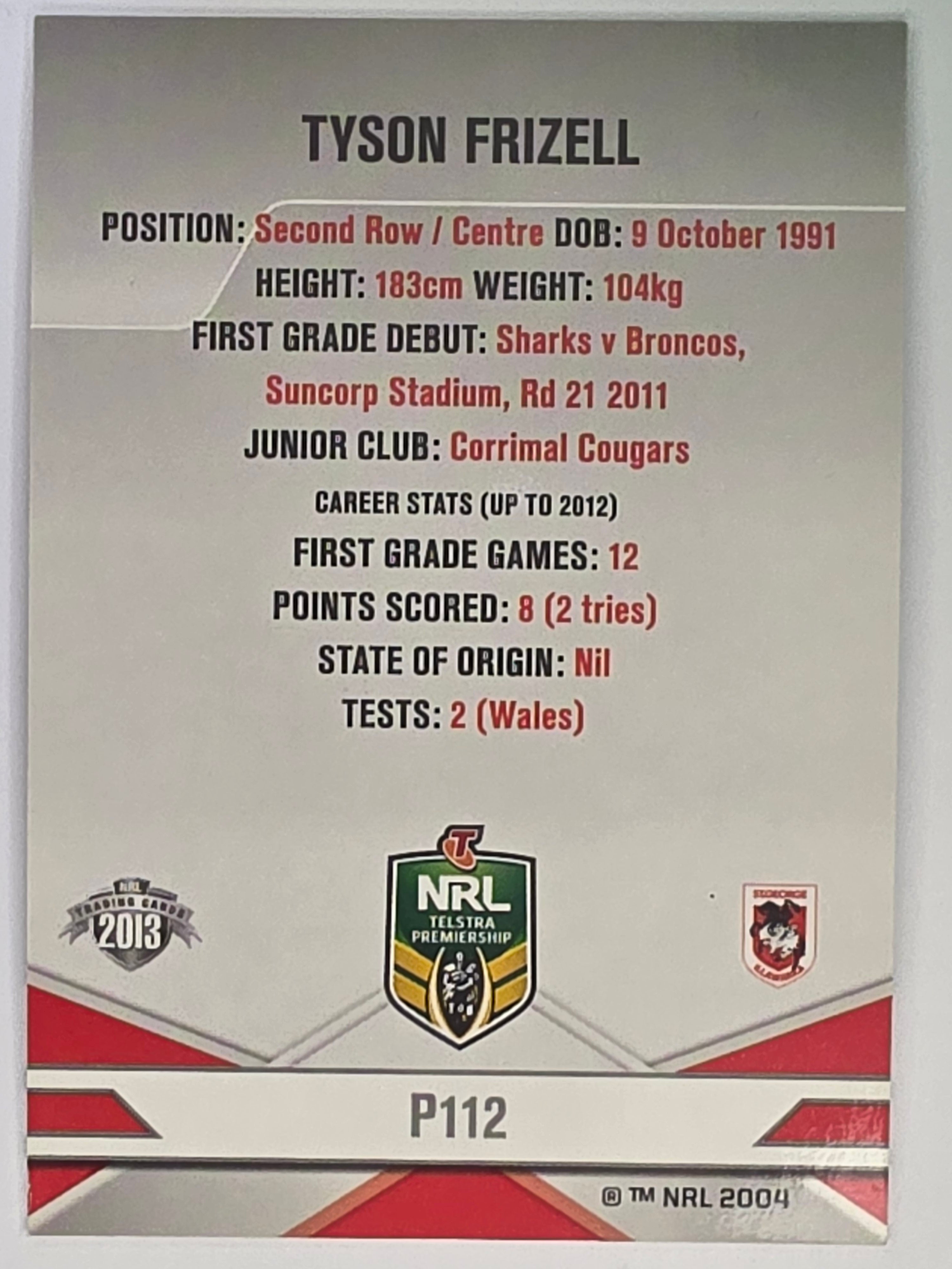 NRL 2013 Elite | Silver Parallel #P112 | Tyson Frizell | St George Illawarra Dragons