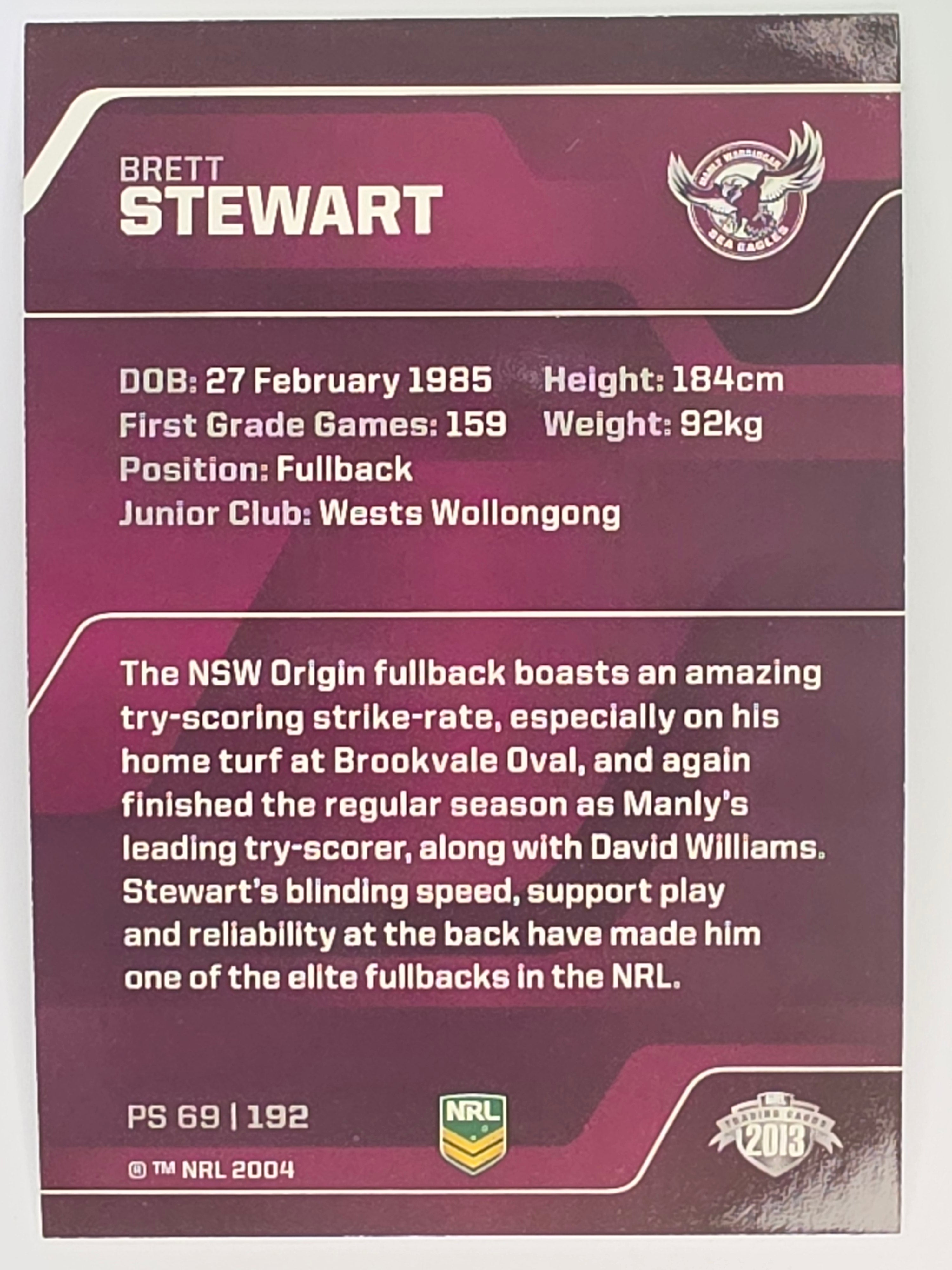 NRL 2013 Traders | Parallel #PS069 Brett Stewart Manly Warringah Sea Eagles