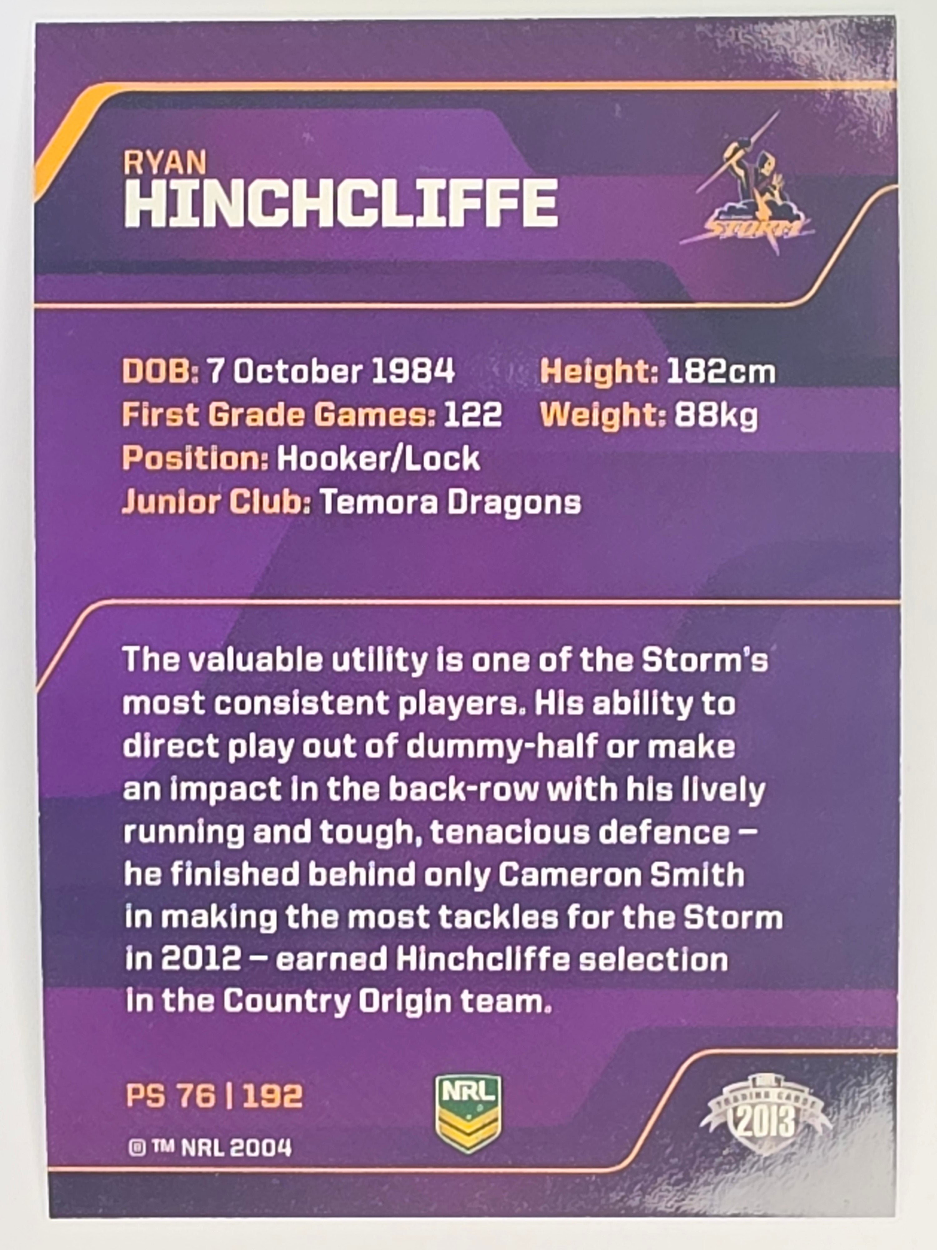 NRL 2013 Traders | Parallel #PS076 Ryan Hinchcliffe Melbourne Storm