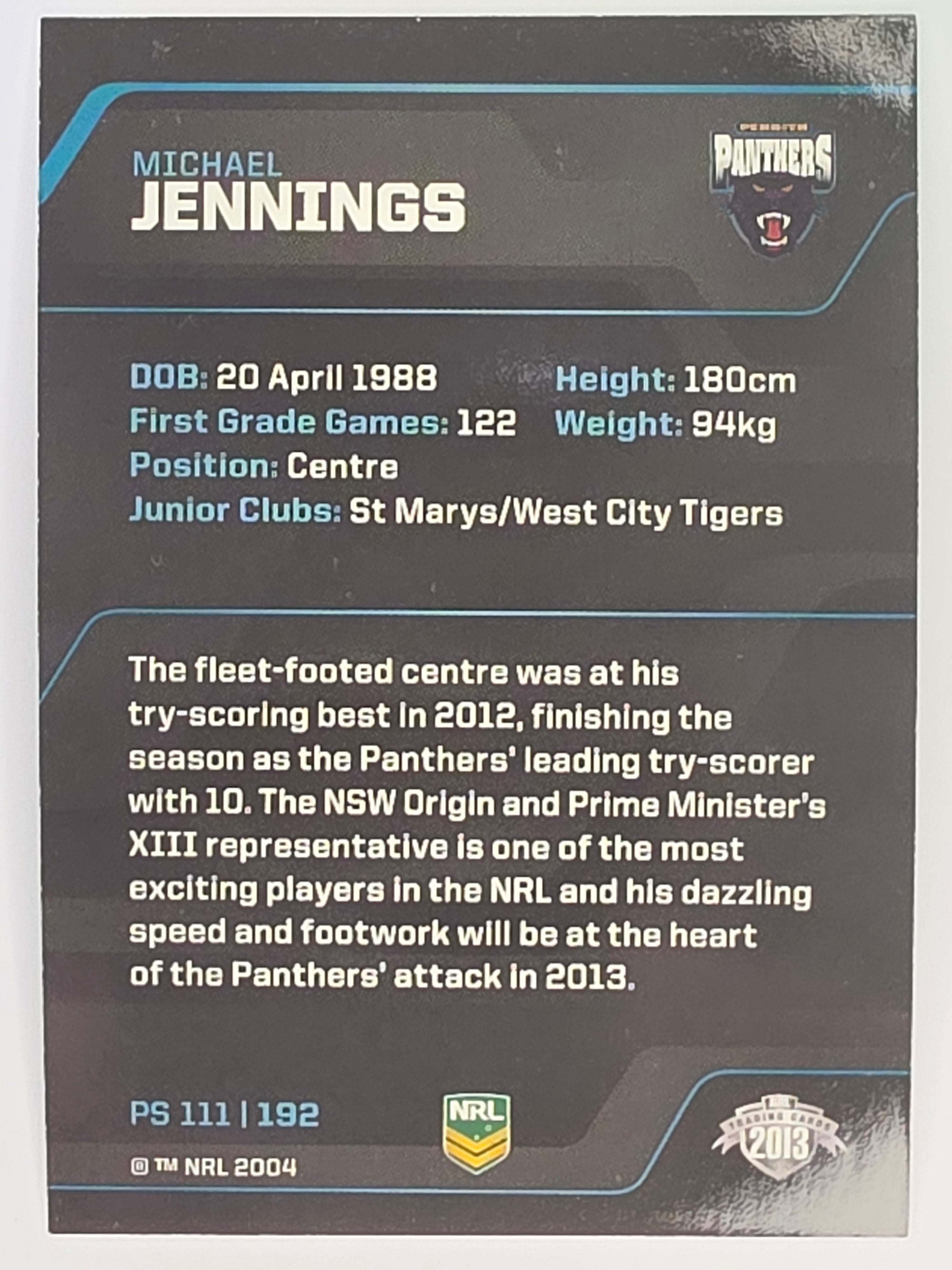 NRL 2013 Traders | Parallel #PS111 Michael Jennings Penrith Panthers