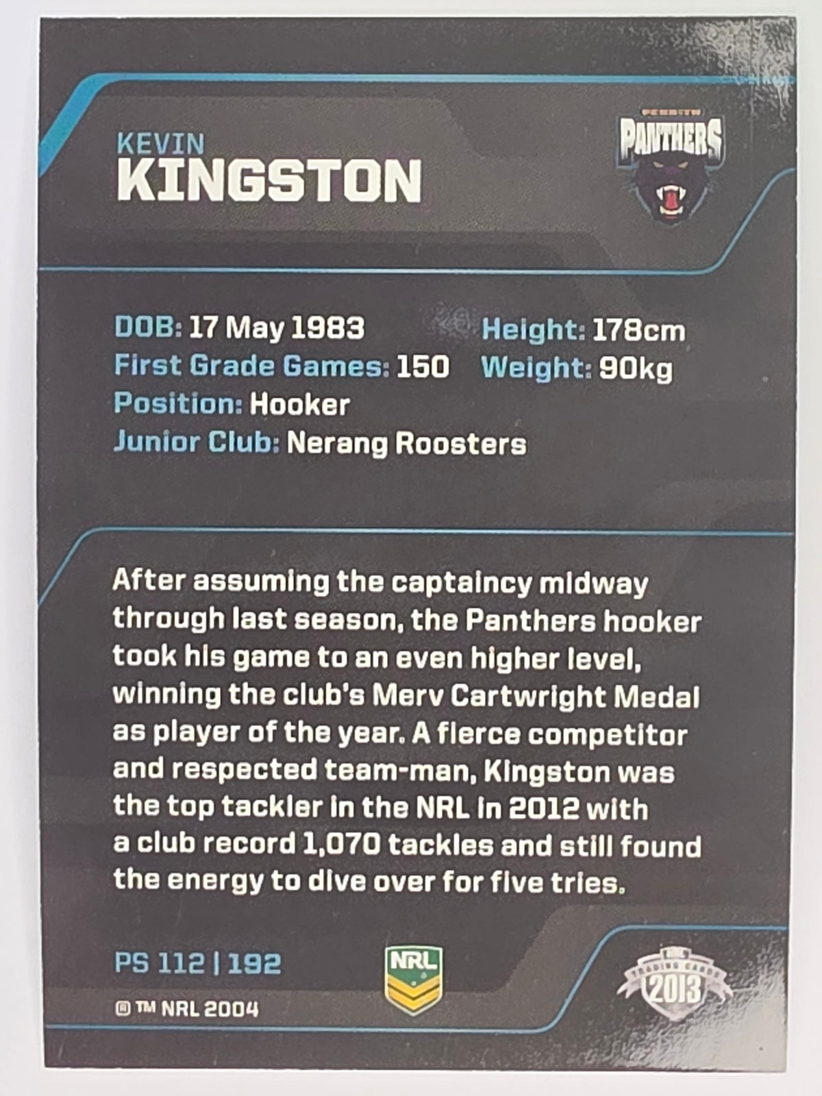 NRL 2013 Traders | Parallel #PS112 Kevin Kingston Penrith Panthers