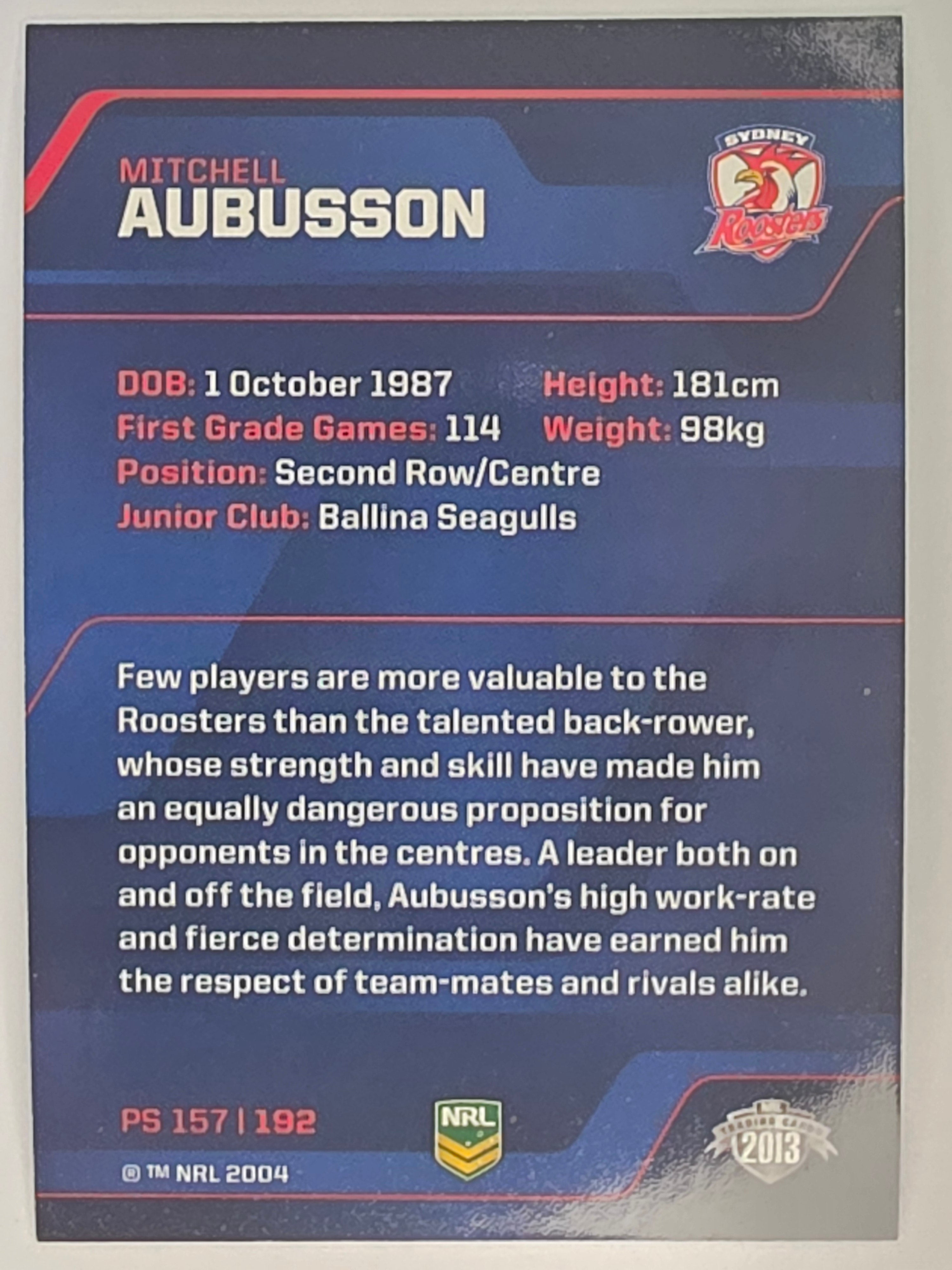 NRL 2013 Traders | Parallel #PS157 Mitchell Aubusson Sydney Roosters