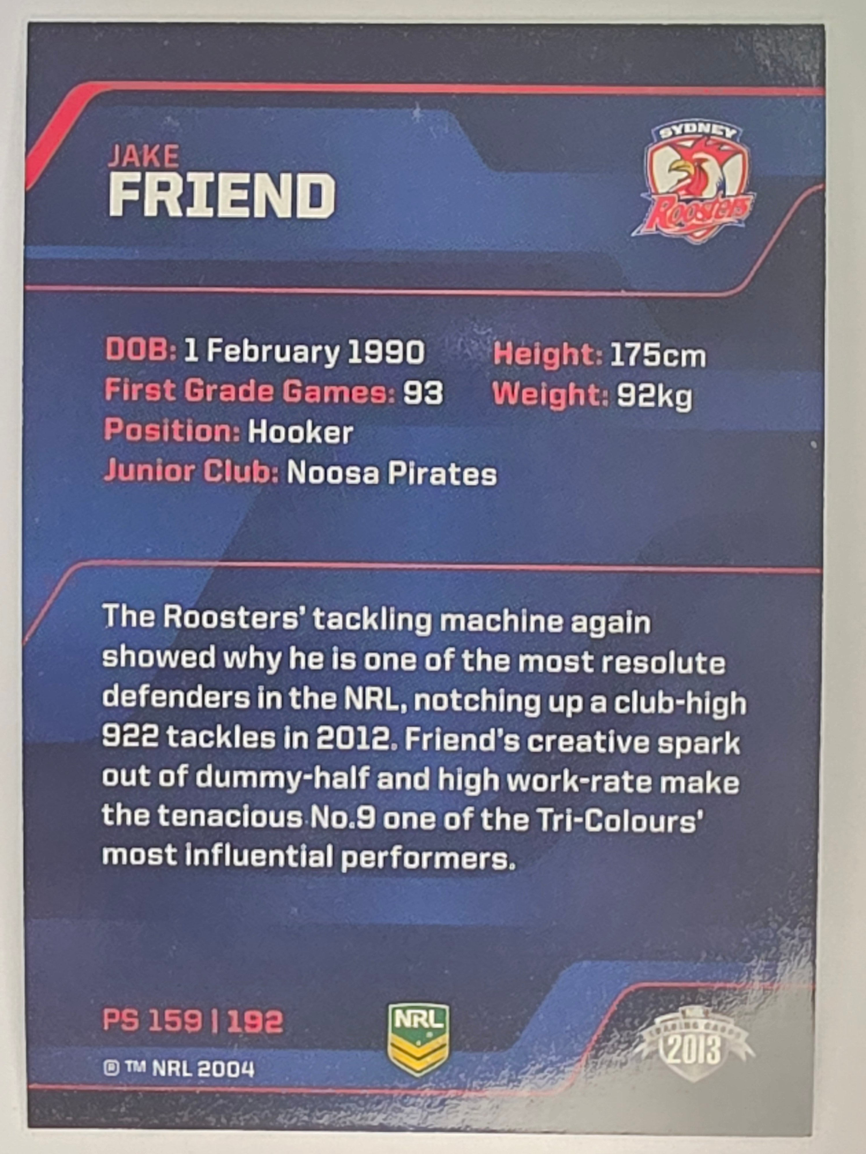 NRL 2013 Traders | Parallel #PS159 Jake Friend Sydney Roosters