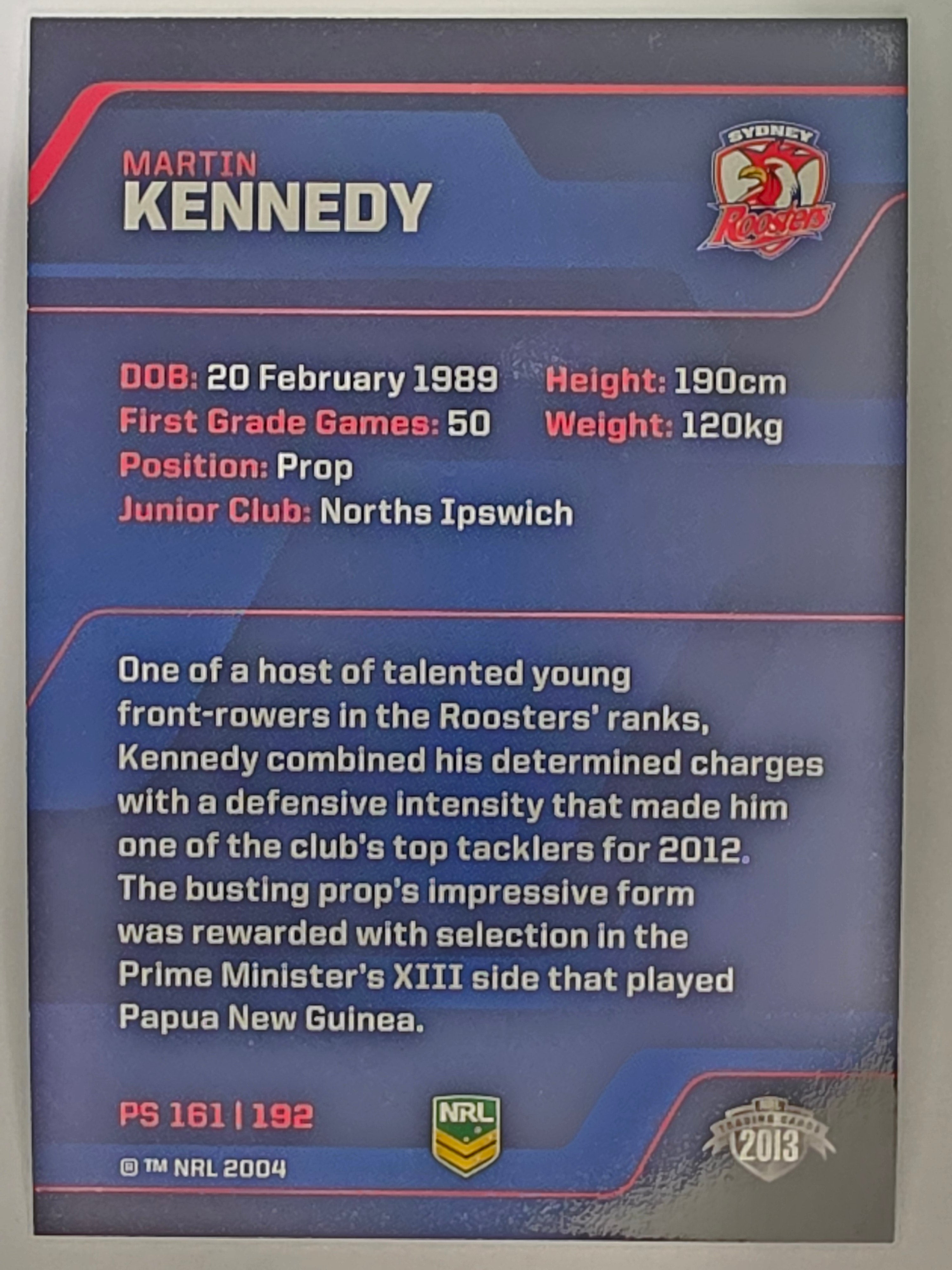 NRL 2013 Traders | Parallel #PS161 Martin Kennedy Sydney Roosters