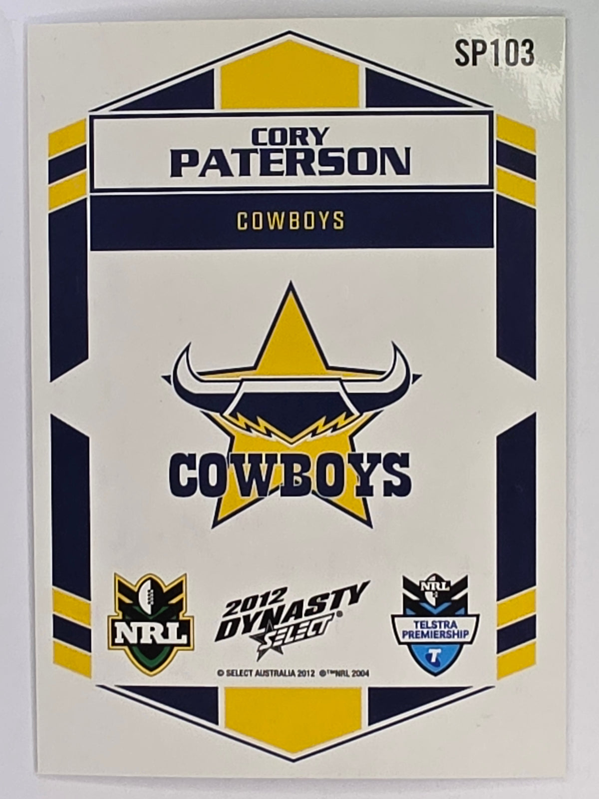NRL 2012 Dynasty Silver Parallel #SP103 Cory Paterson North Queensland Cowboys
