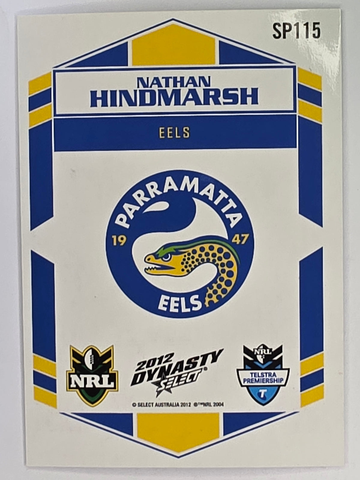 NRL 2012 Dynasty Silver Parallel #SP115 Nathan Hindmarsh Parramatta Eels