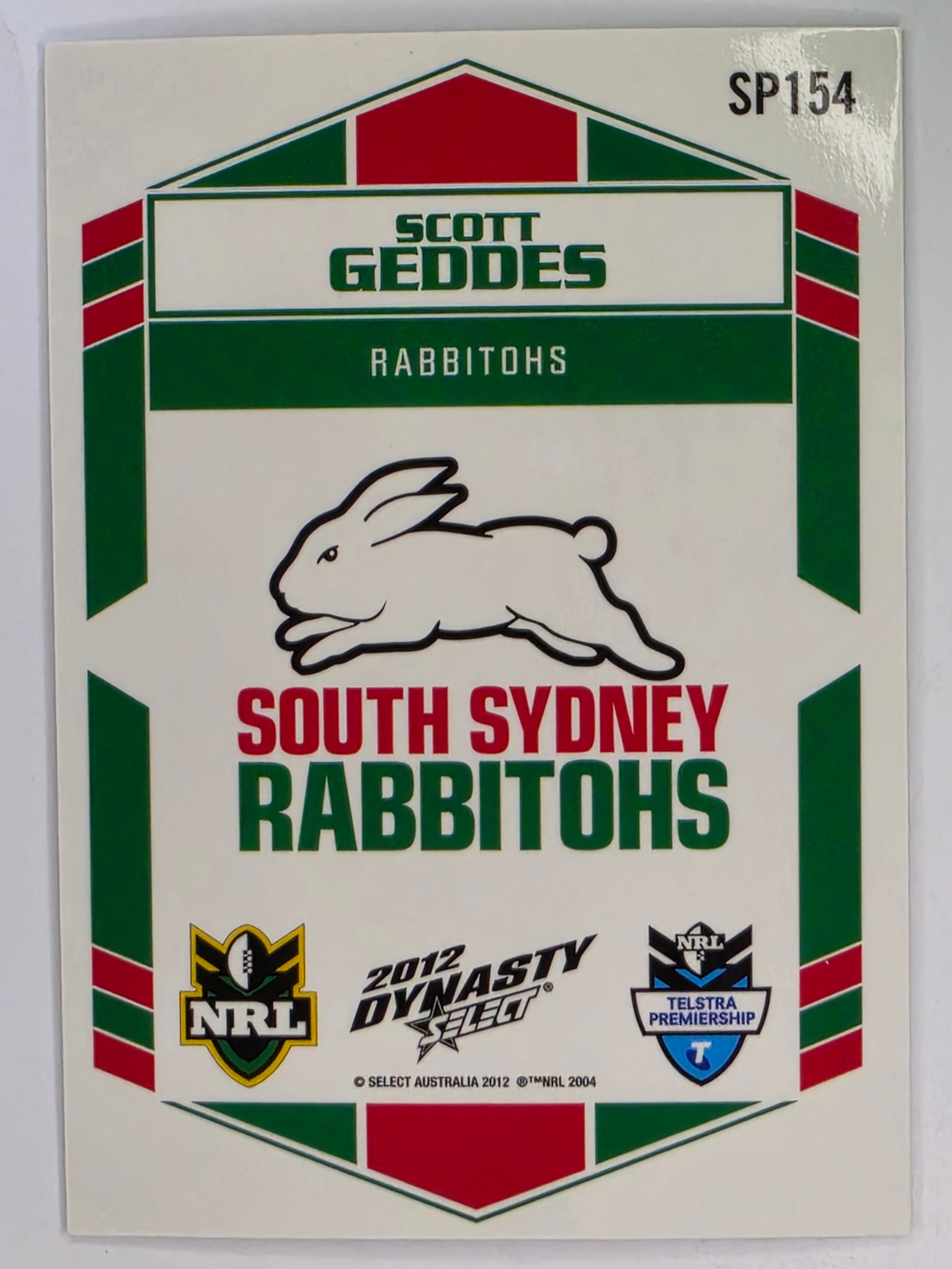 NRL 2012 Dynasty Silver Parallel #SP154 Scott Geddes South Sydney Rabbitohs