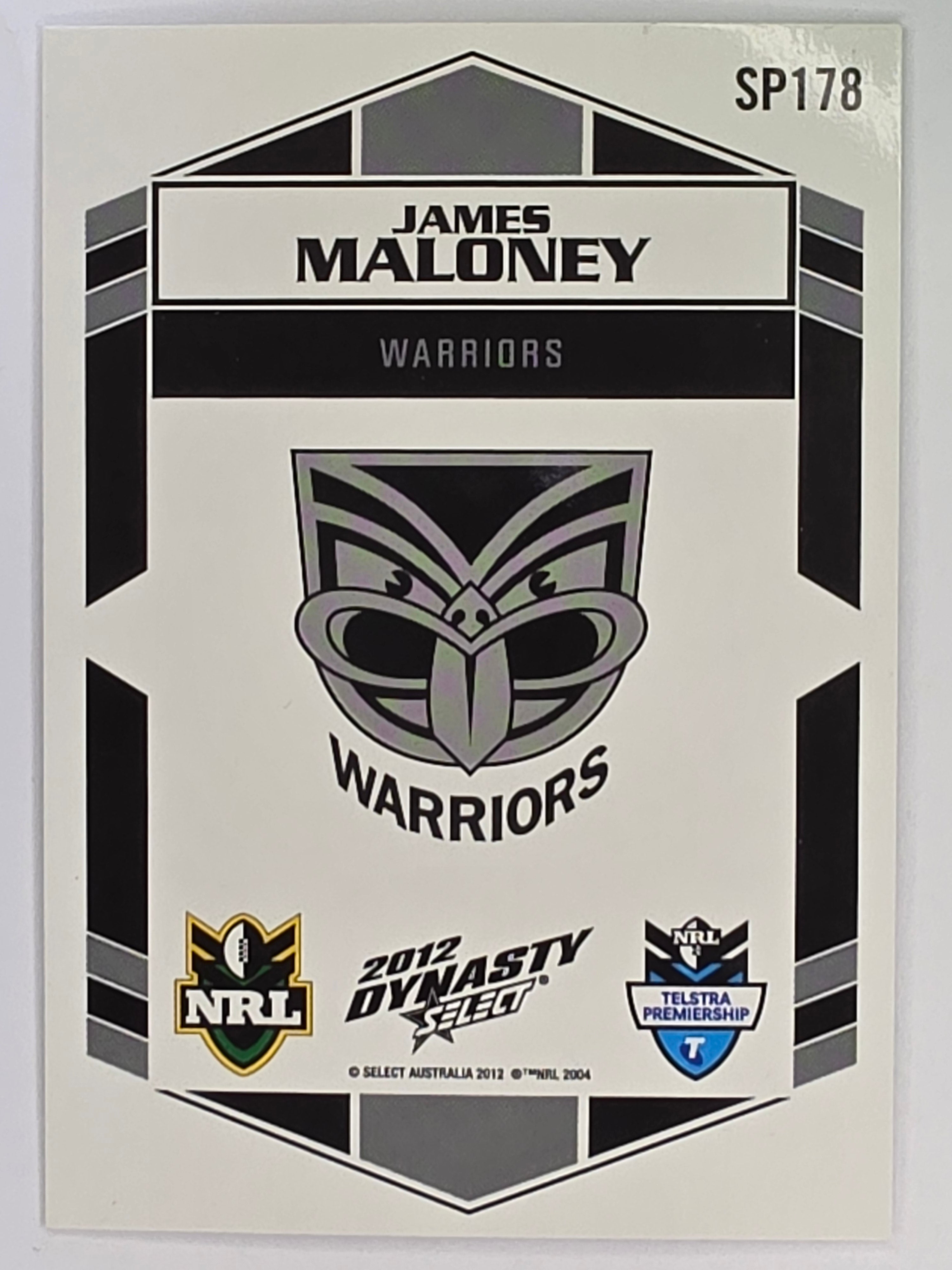 NRL 2012 Dynasty Silver Parallel #SP178 James Maloney New Zealand Warriors (Peeled)