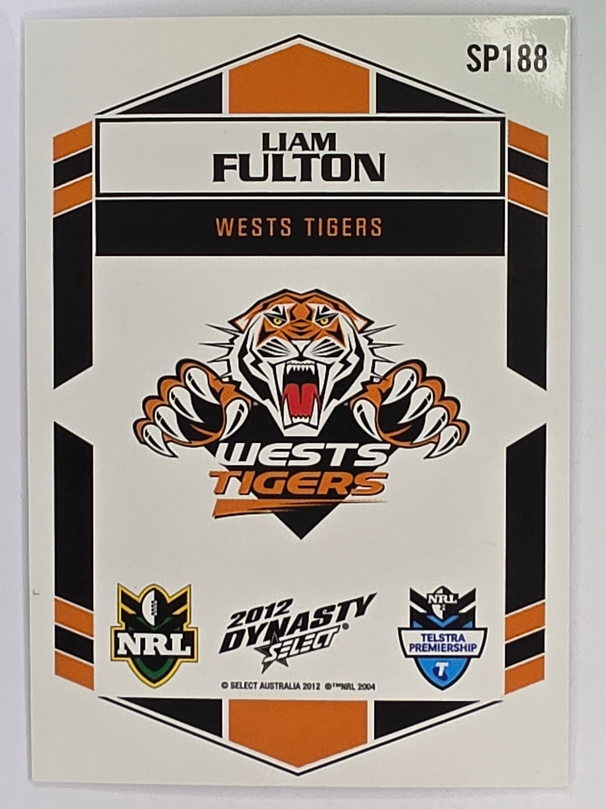 NRL 2012 Dynasty Silver Parallel #SP188 Liam Fulton Wests Tigers