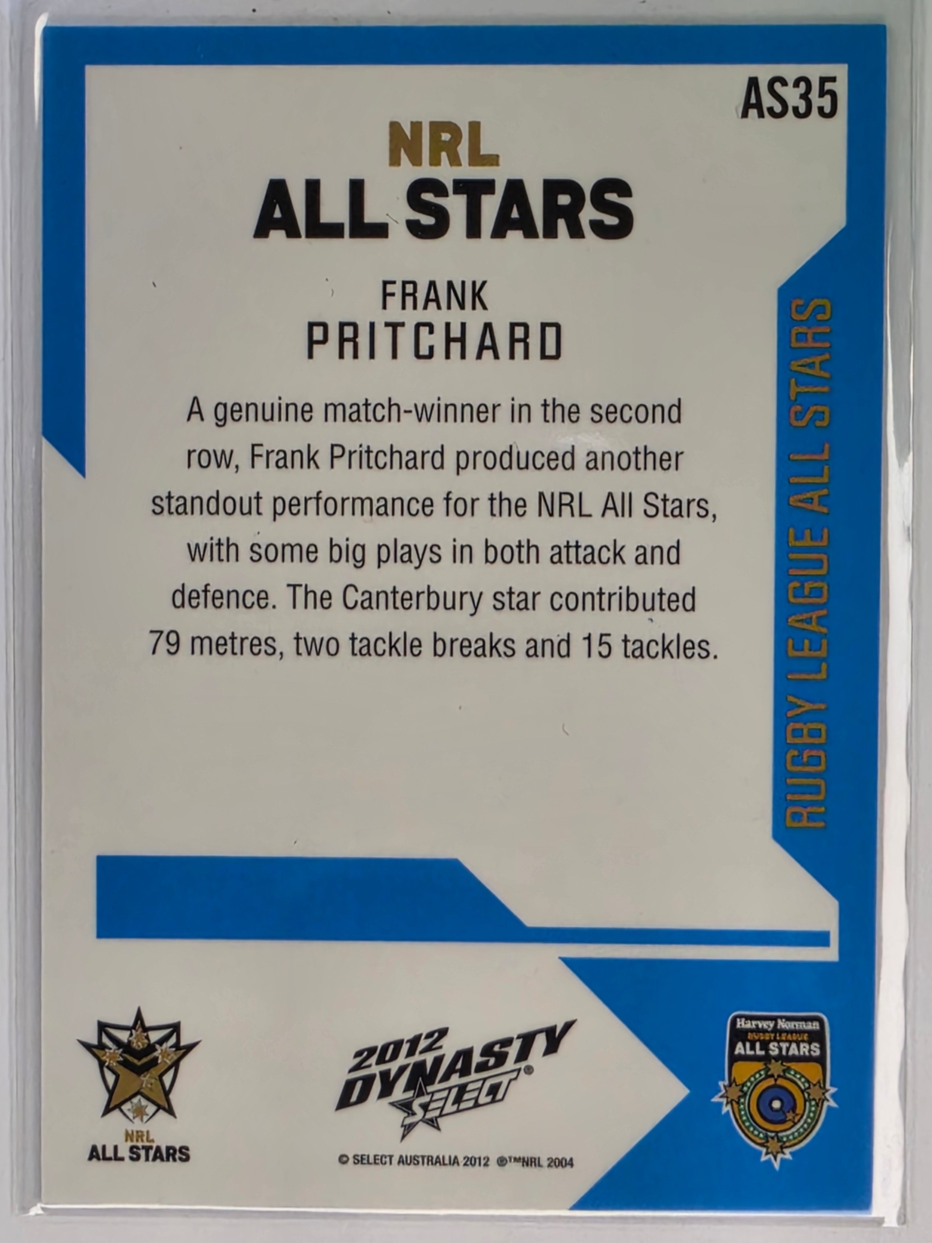 NRL 2012 Dynasty All Stars #AS35 Frank Pritchard NRL All Stars