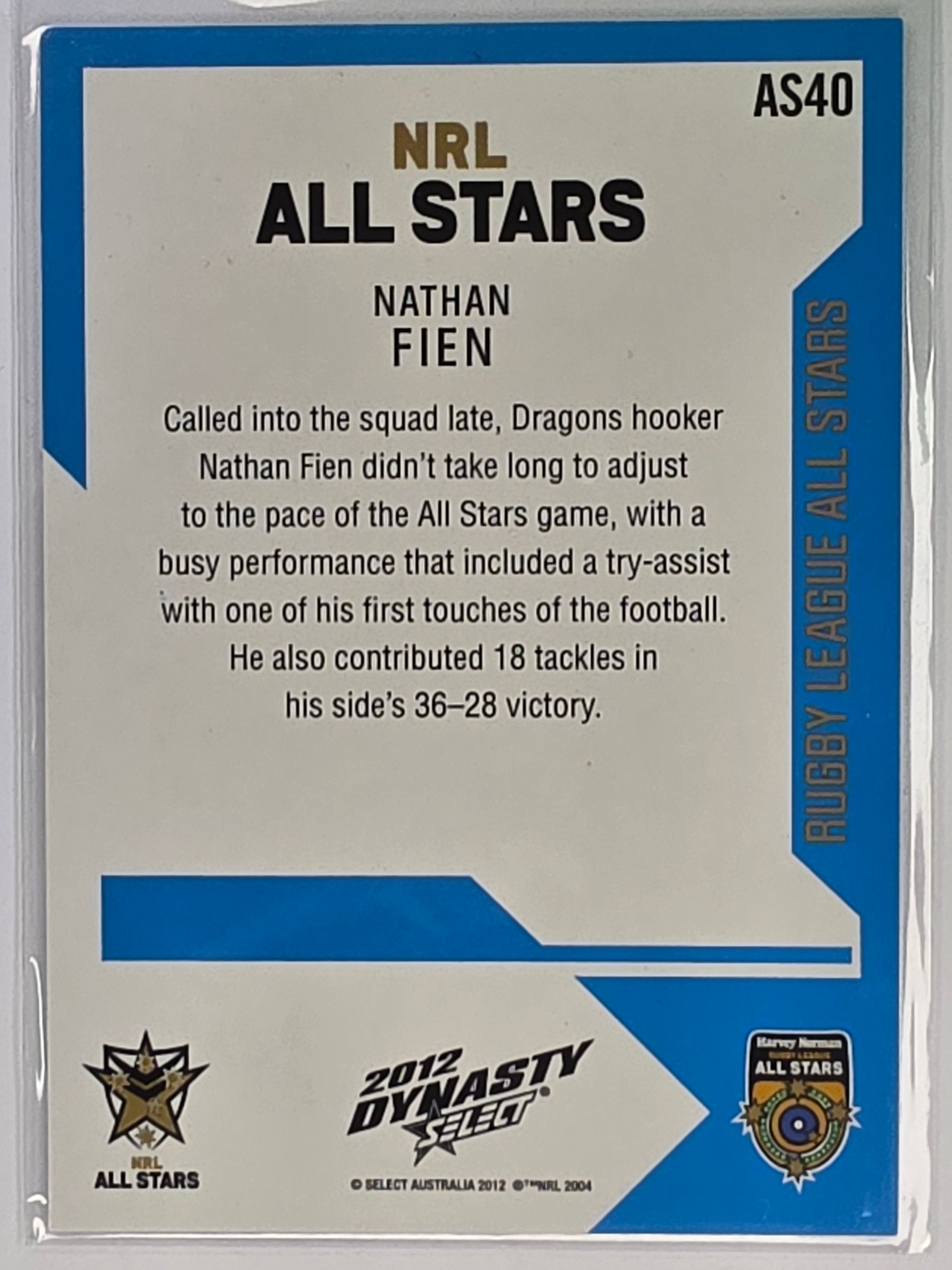 NRL 2012 Dynasty All Stars #AS40 Nathan Fien NRL All Stars