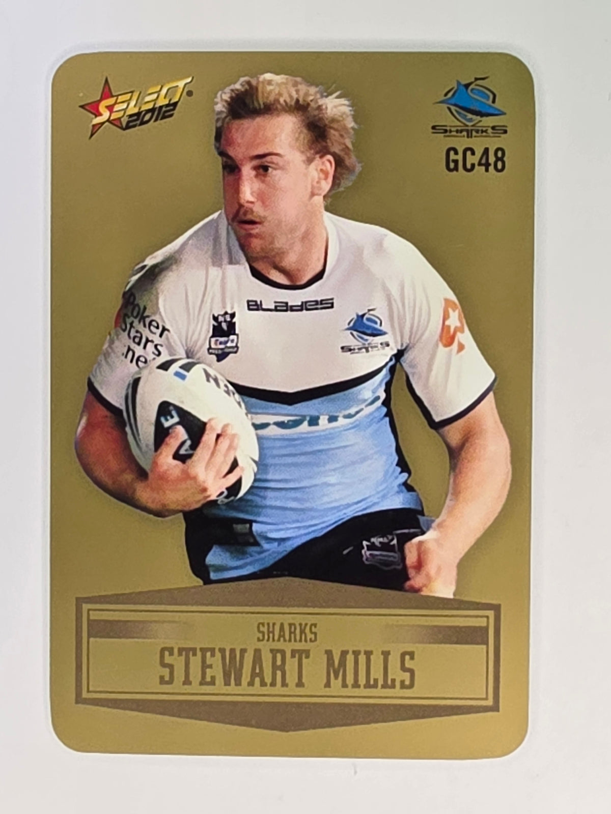 NRL 2012 Champions Gold Parallel Card #48 Stewart Mills Cronulla Sutherland Sharks