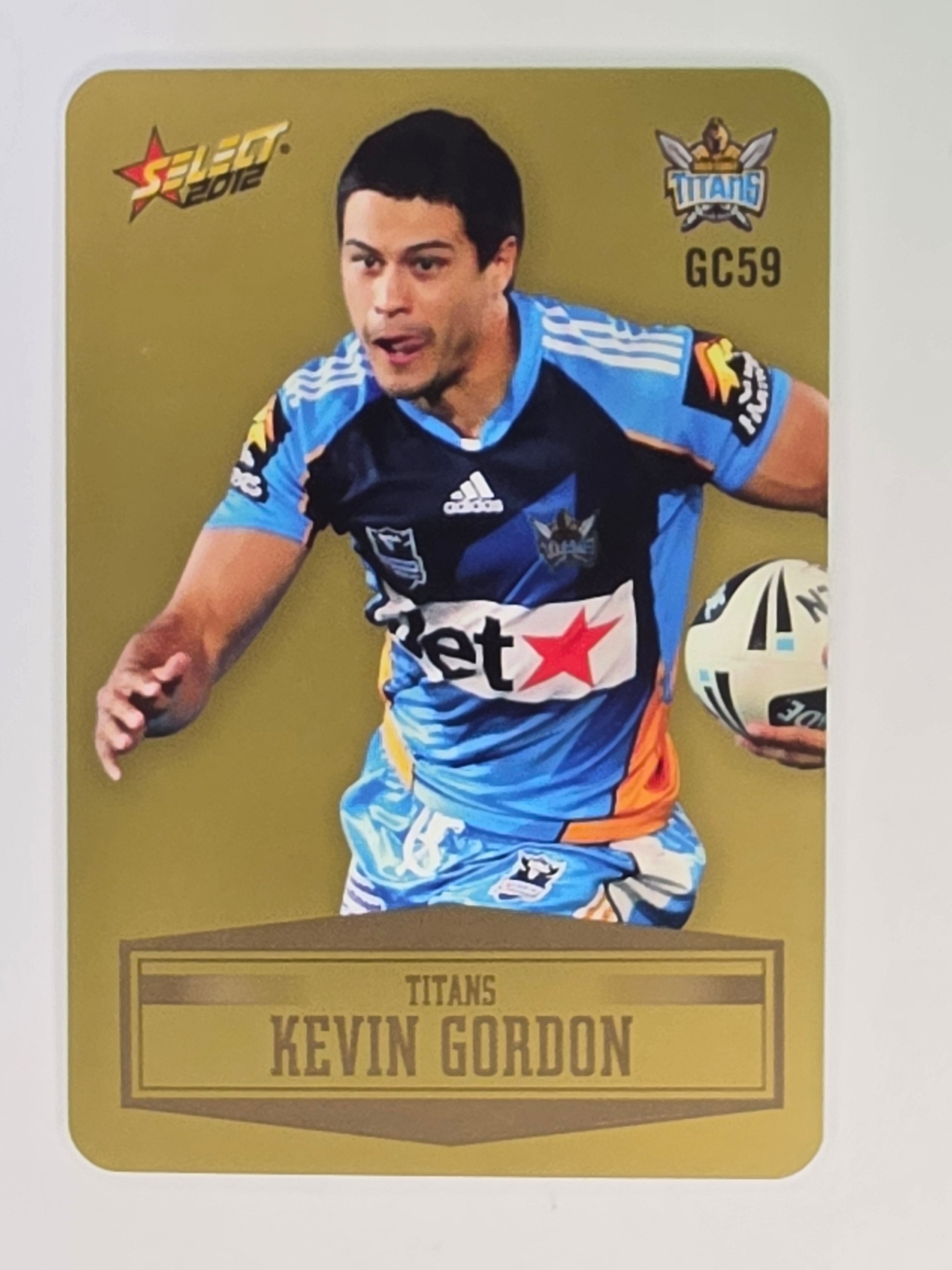 NRL 2012 Champions Gold Parallel Card #59 Kevin Gordon Gold Coast Titans