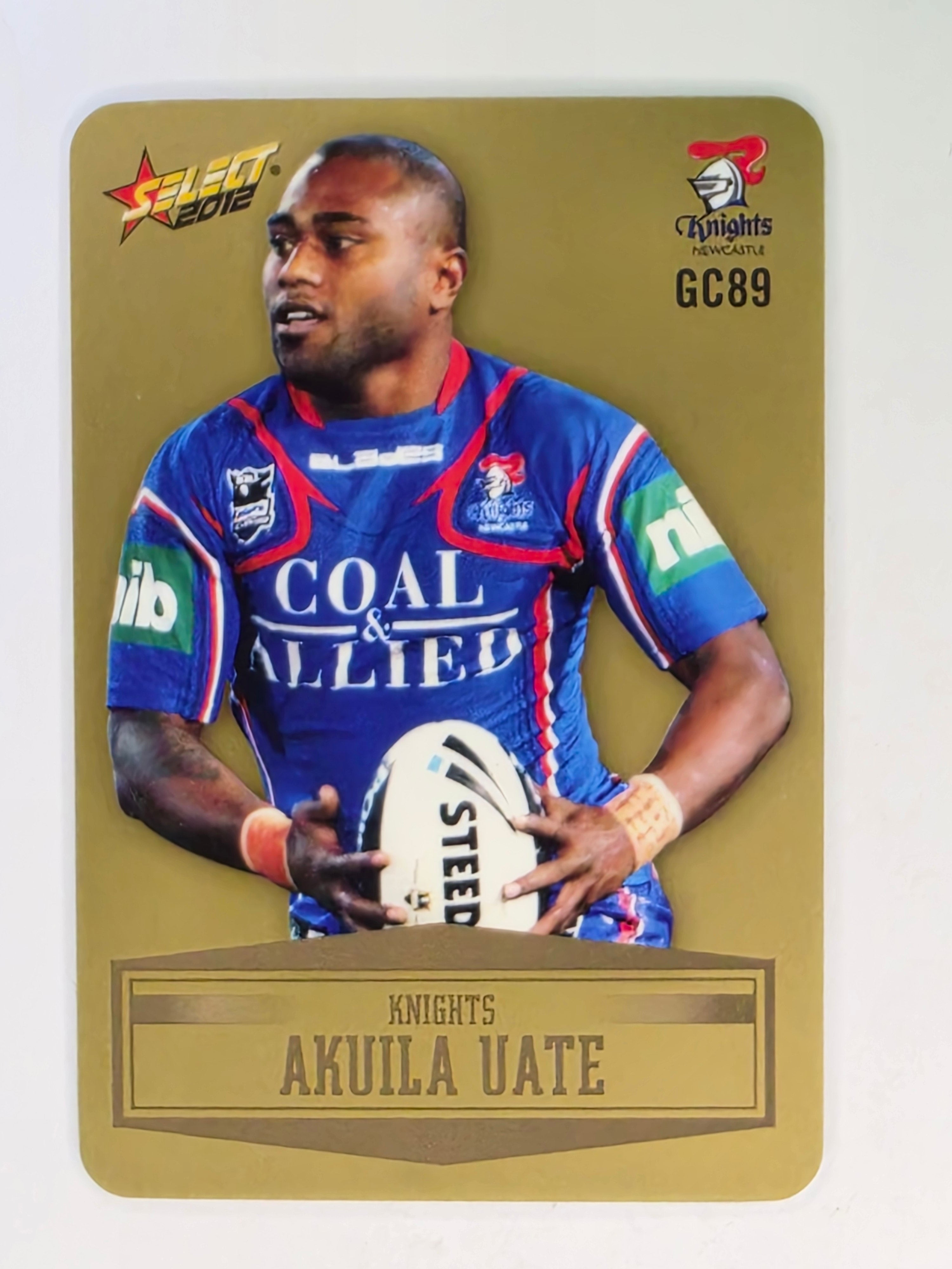 NRL 2012 Champions Gold Parallel Card #89 Akuila Uate Newcastle Knights