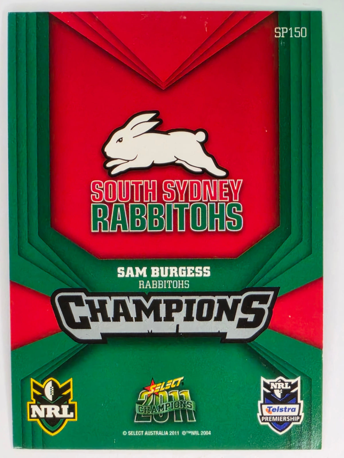 NRL 2011 Champions Silver Parallel #150 Sam Burgess South Sydney Rabbitohs