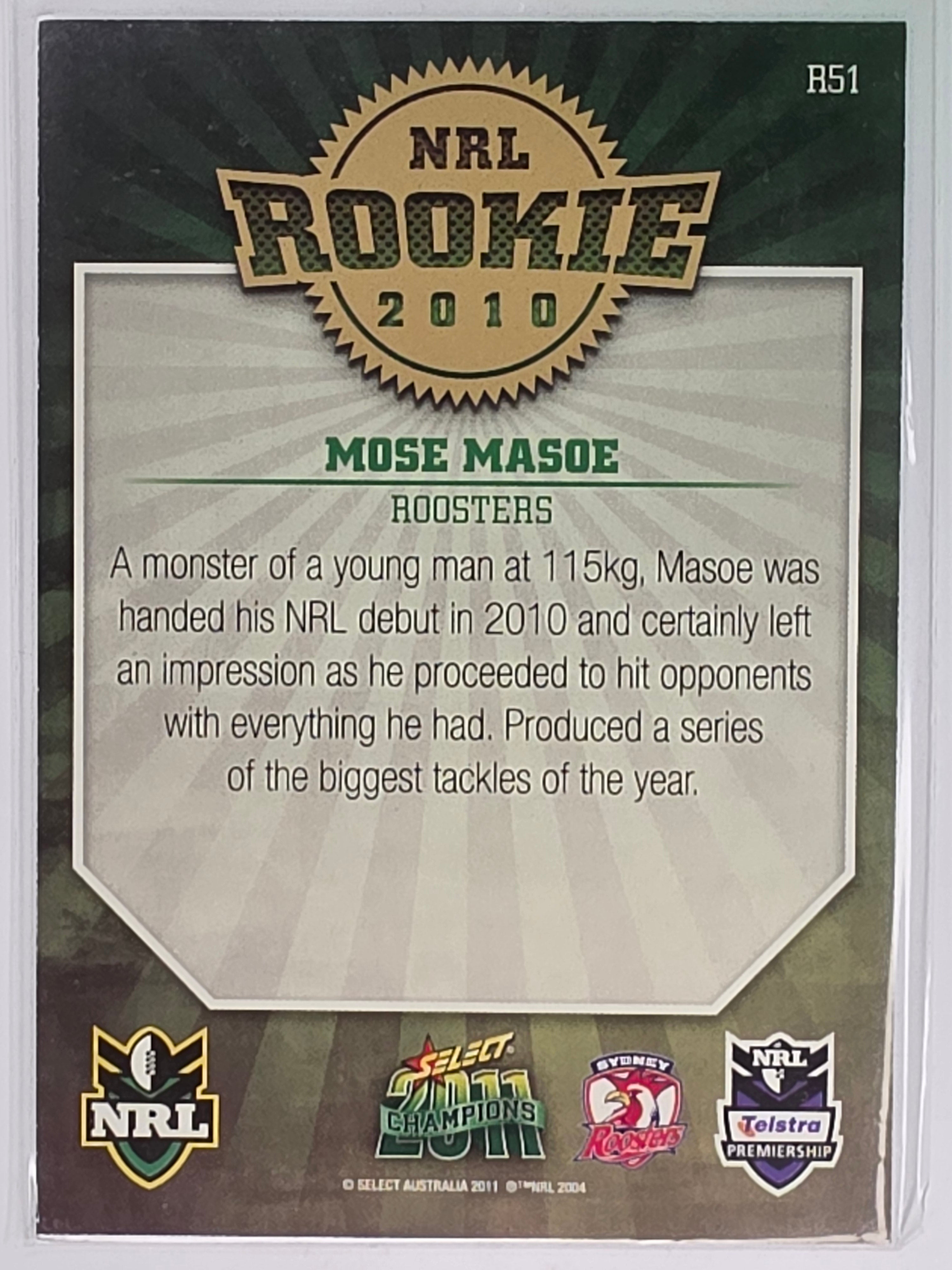 NRL 2011 Champions 2010 NRL Rookie #R51 Mose Masoe Sydney Roosters