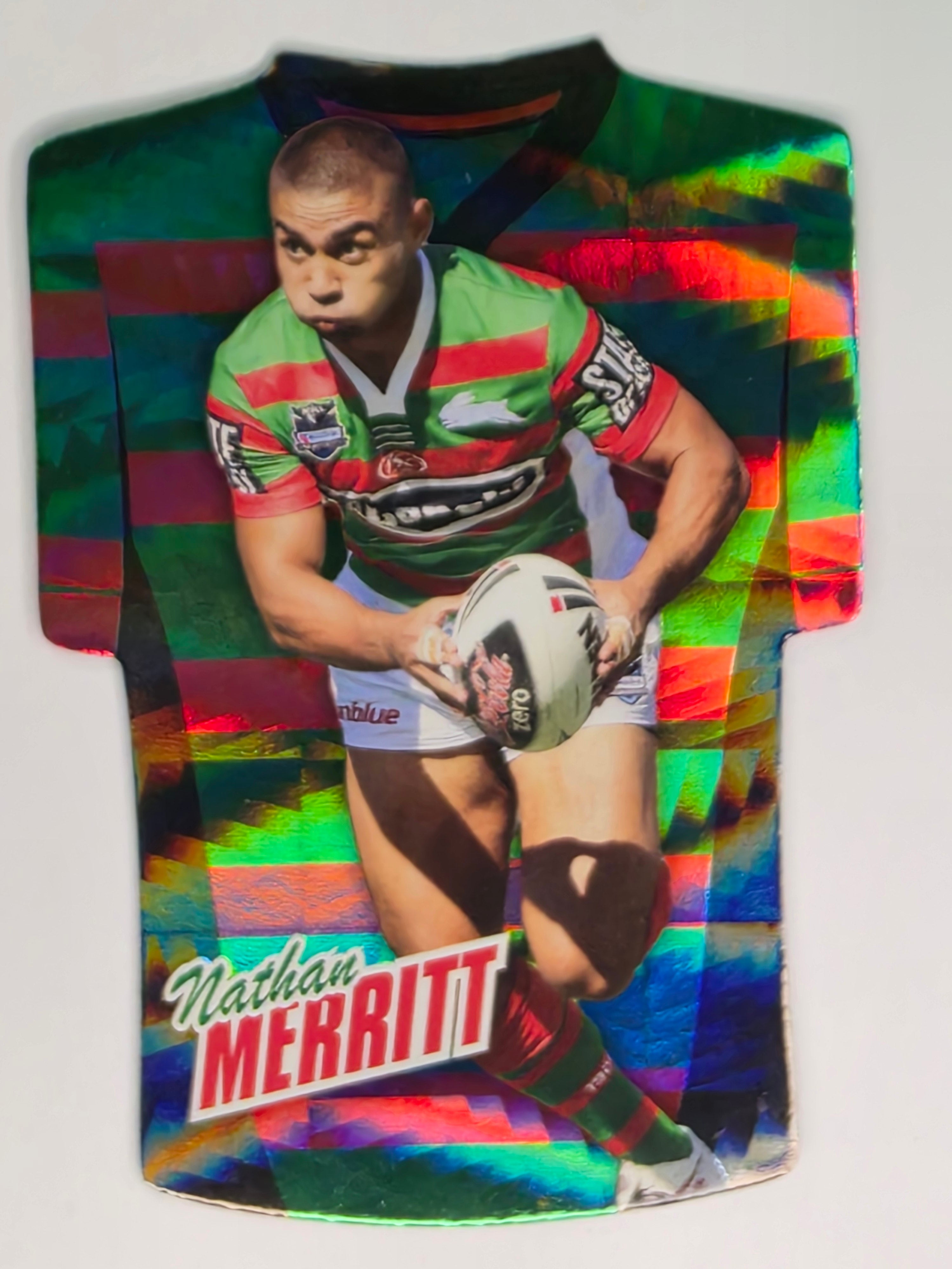 NRL 2010 Champions Parallel Holofoil Jersey #153 Nathan Merritt South Sydney Rabbitohs