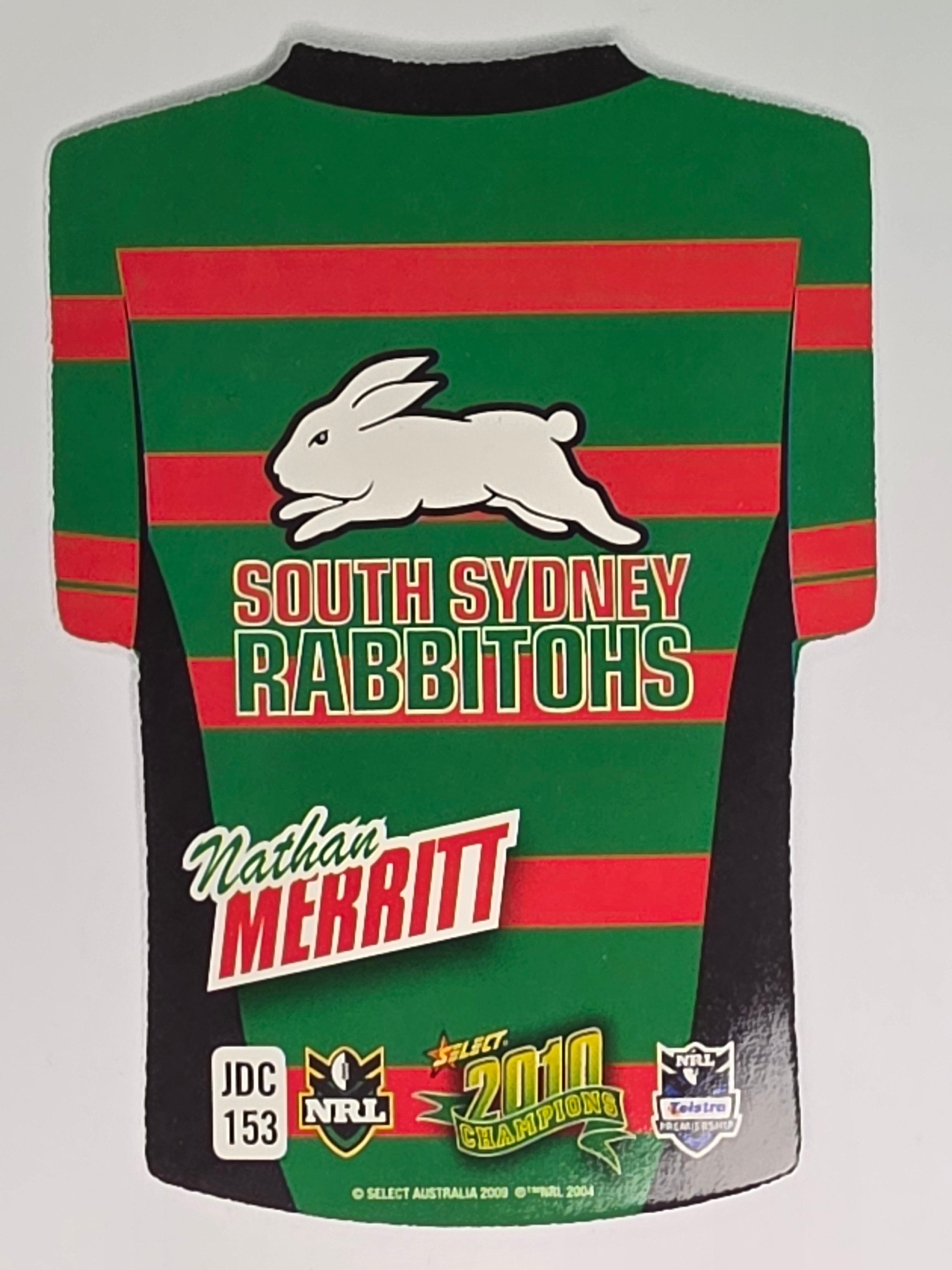 NRL 2010 Champions Parallel Holofoil Jersey #153 Nathan Merritt South Sydney Rabbitohs