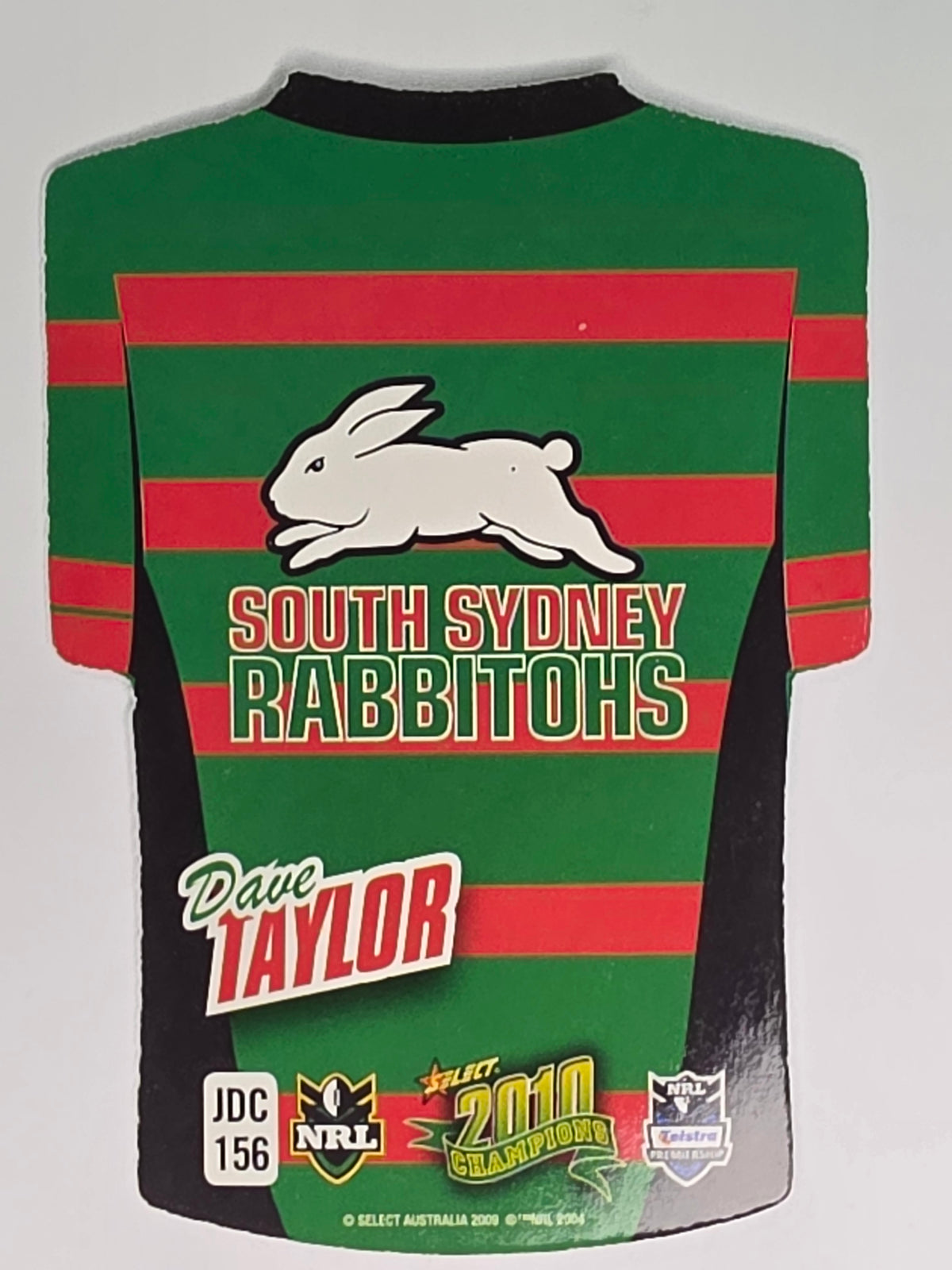 NRL 2010 Champions Parallel Holofoil Jersey #156 Dave Taylor South Sydney Rabbitohs