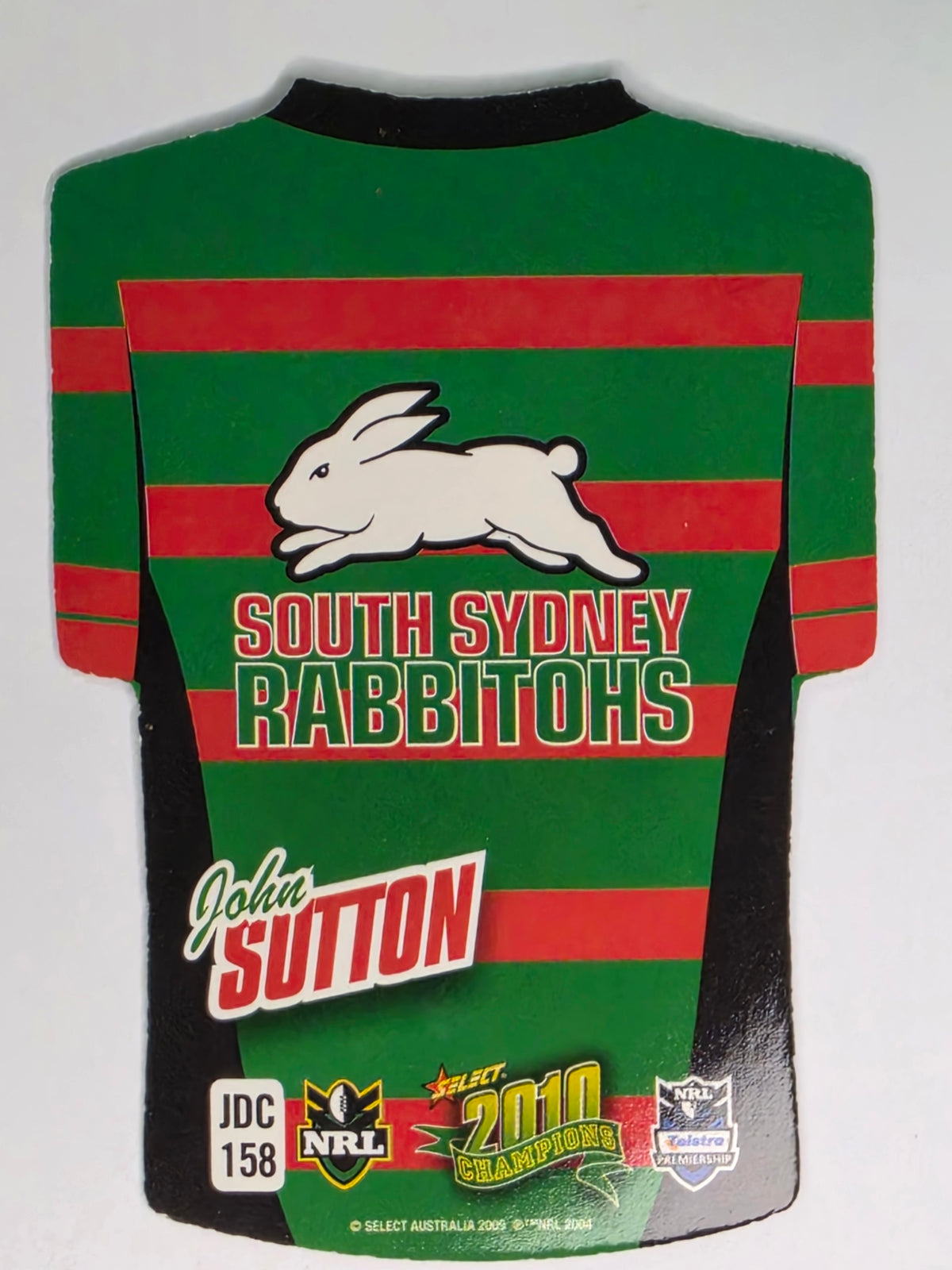 NRL 2010 Champions Parallel Holofoil Jersey #158 John Sutton South Sydney Rabbitohs
