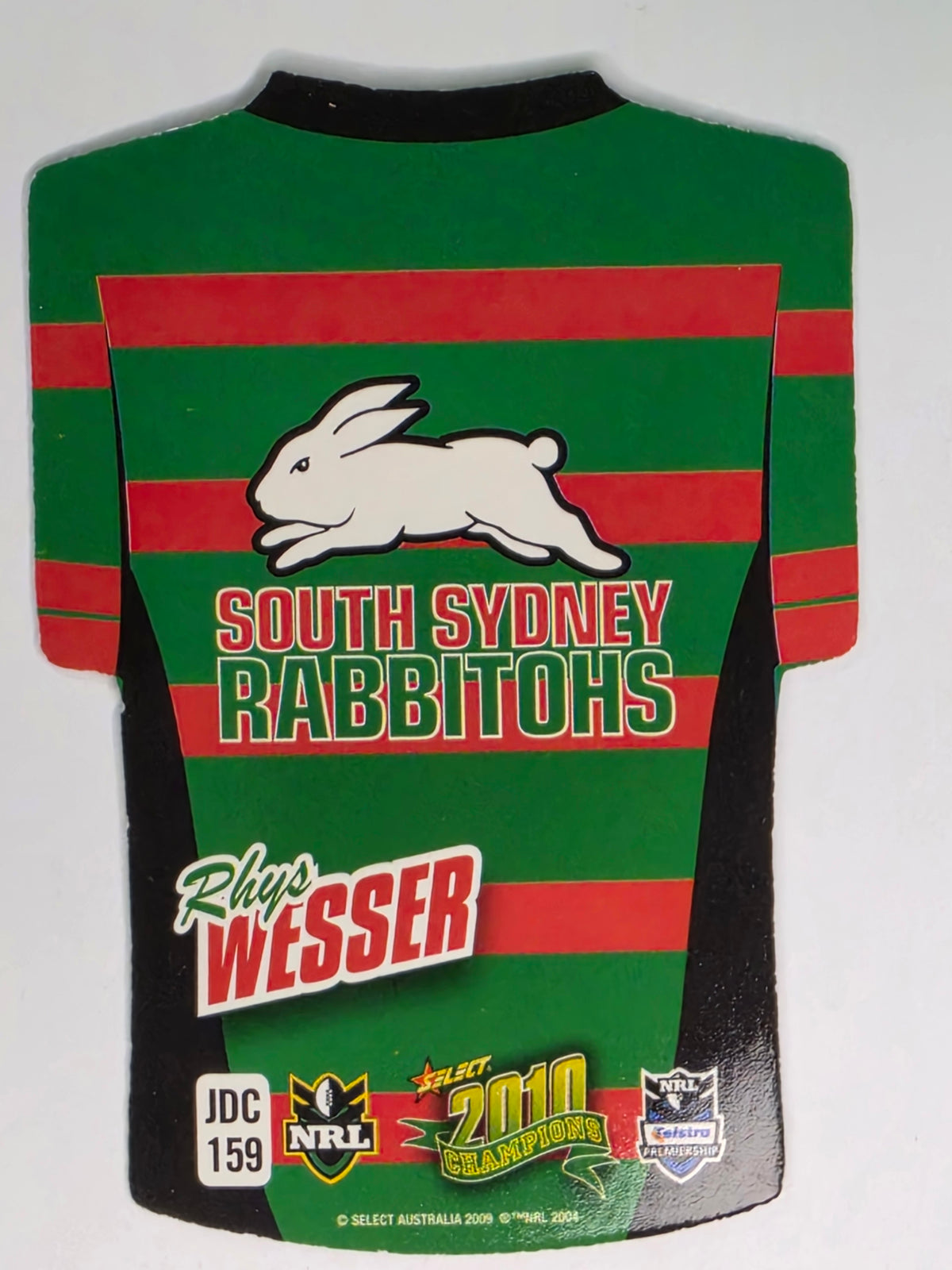 NRL 2010 Champions Parallel Holofoil Jersey #159 Rhys Wesser South Sydney Rabbitohs