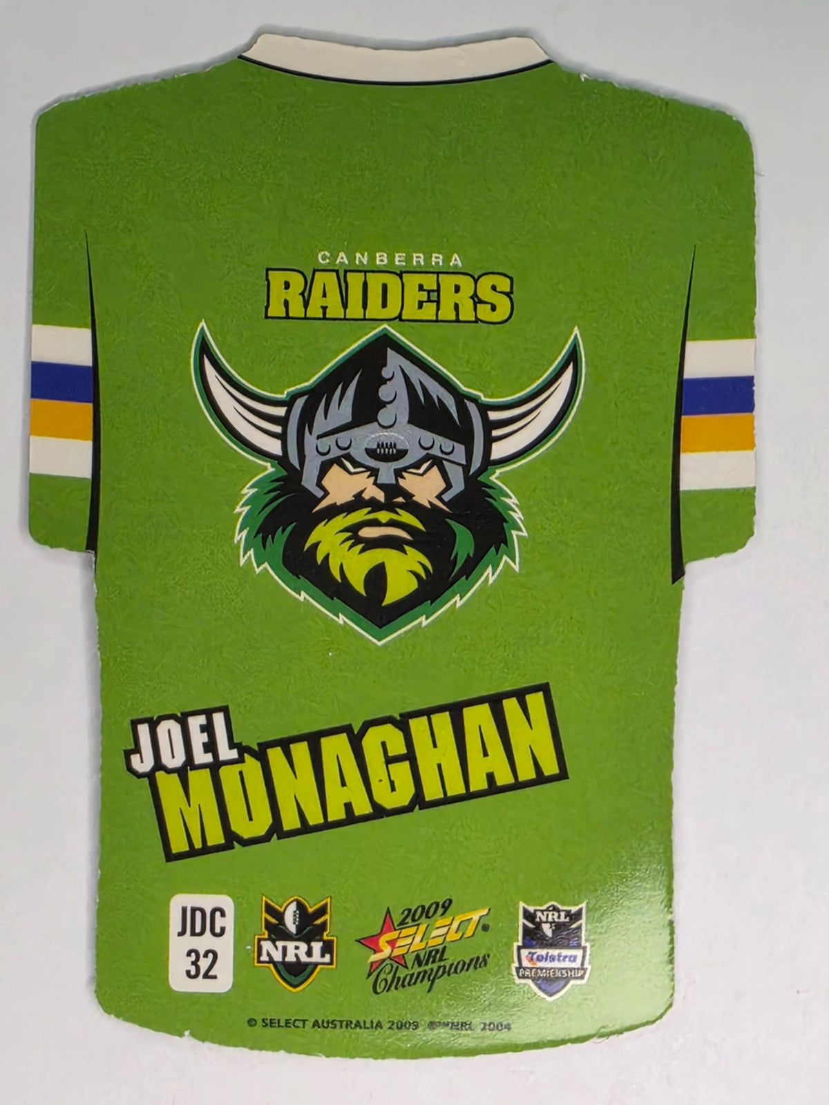 NRL 2009 Champions Parallel Holofoil Jersey  #32 Joel Monaghan Canberra Raiders