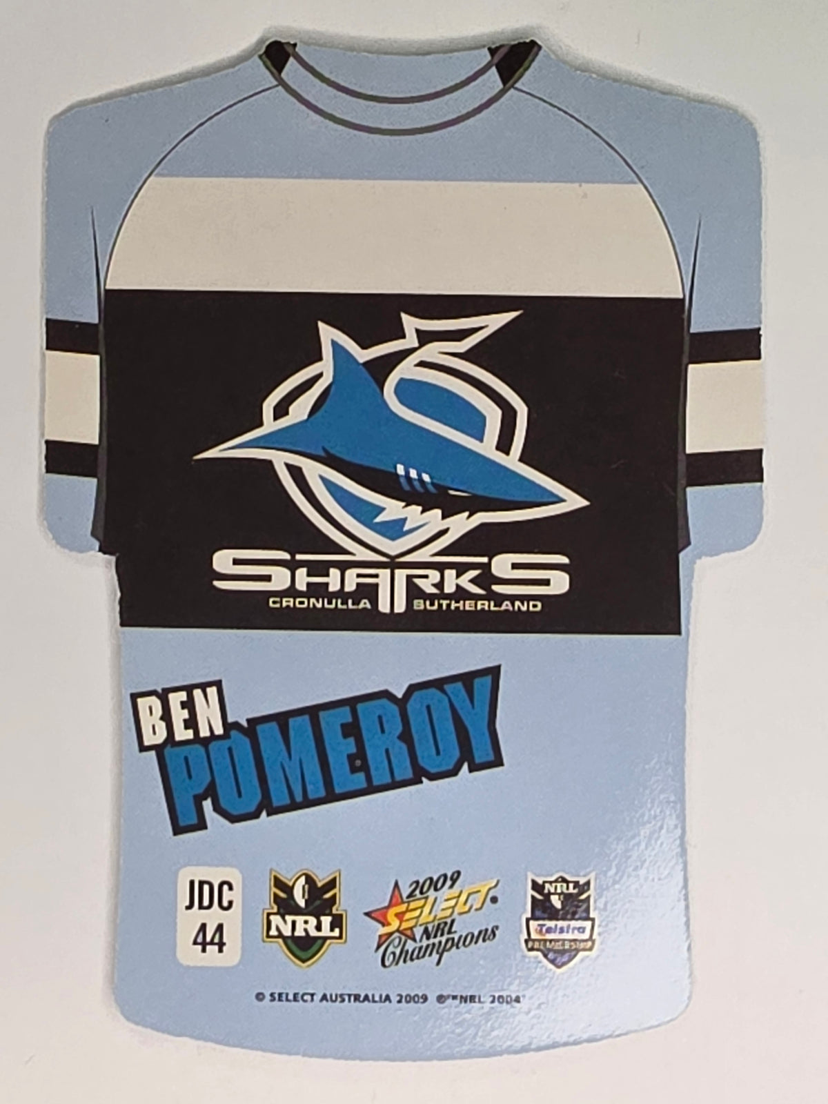 NRL 2009 Champions Parallel Holofoil Jersey  #44 Ben Pomeroy Cronulla Sutherland Sharks