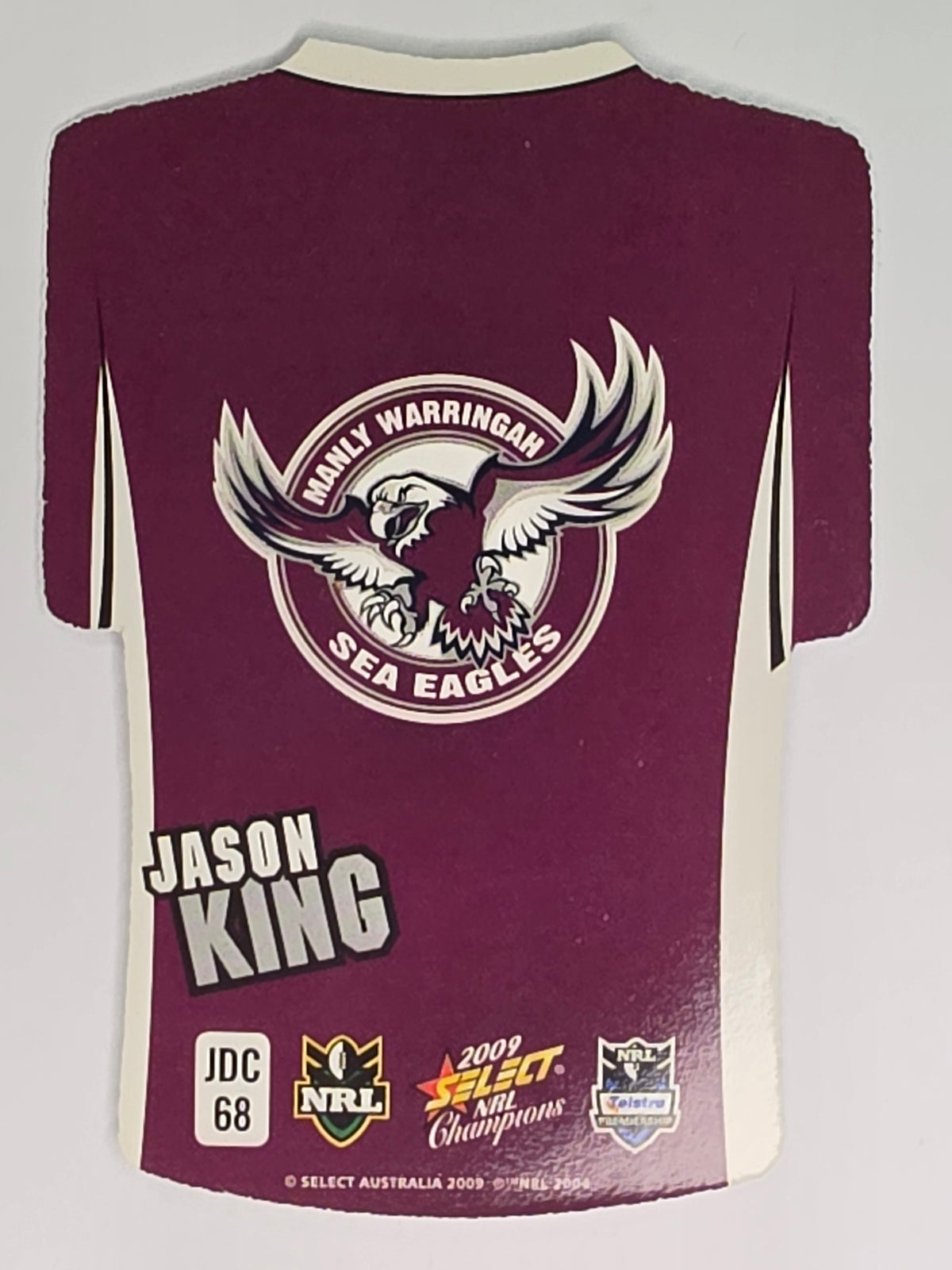NRL 2009 Champions Parallel Holofoil Jersey  #68 Jason King Manly Warringah Sea Eagles