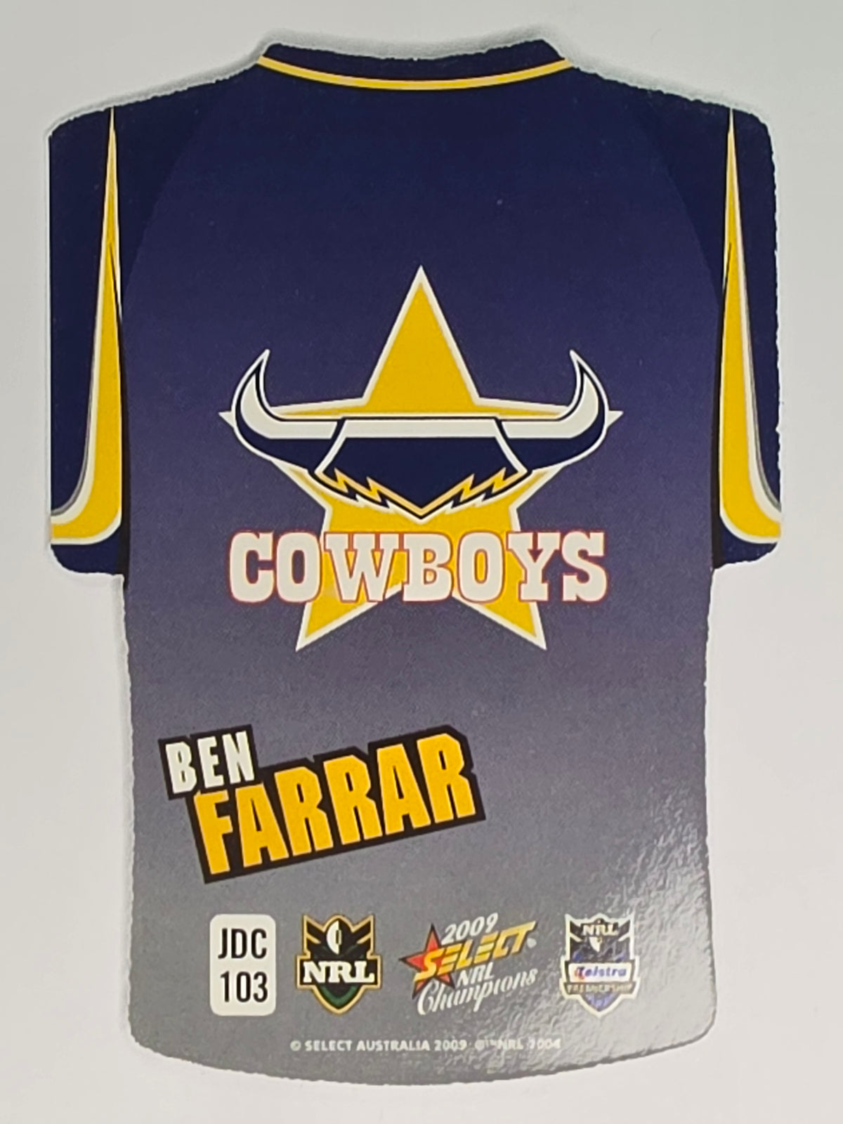 NRL 2009 Champions Parallel Holofoil Jersey  #103 Ben Farrar North Queensland Cowboys