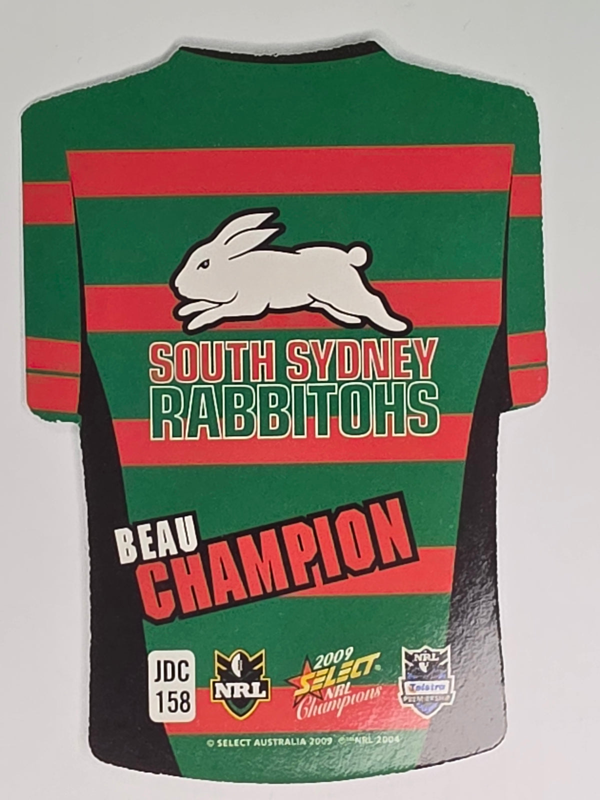 NRL 2009 Champions Parallel Holofoil Jersey  #158 Beau Champion South Sydney Rabbitohs