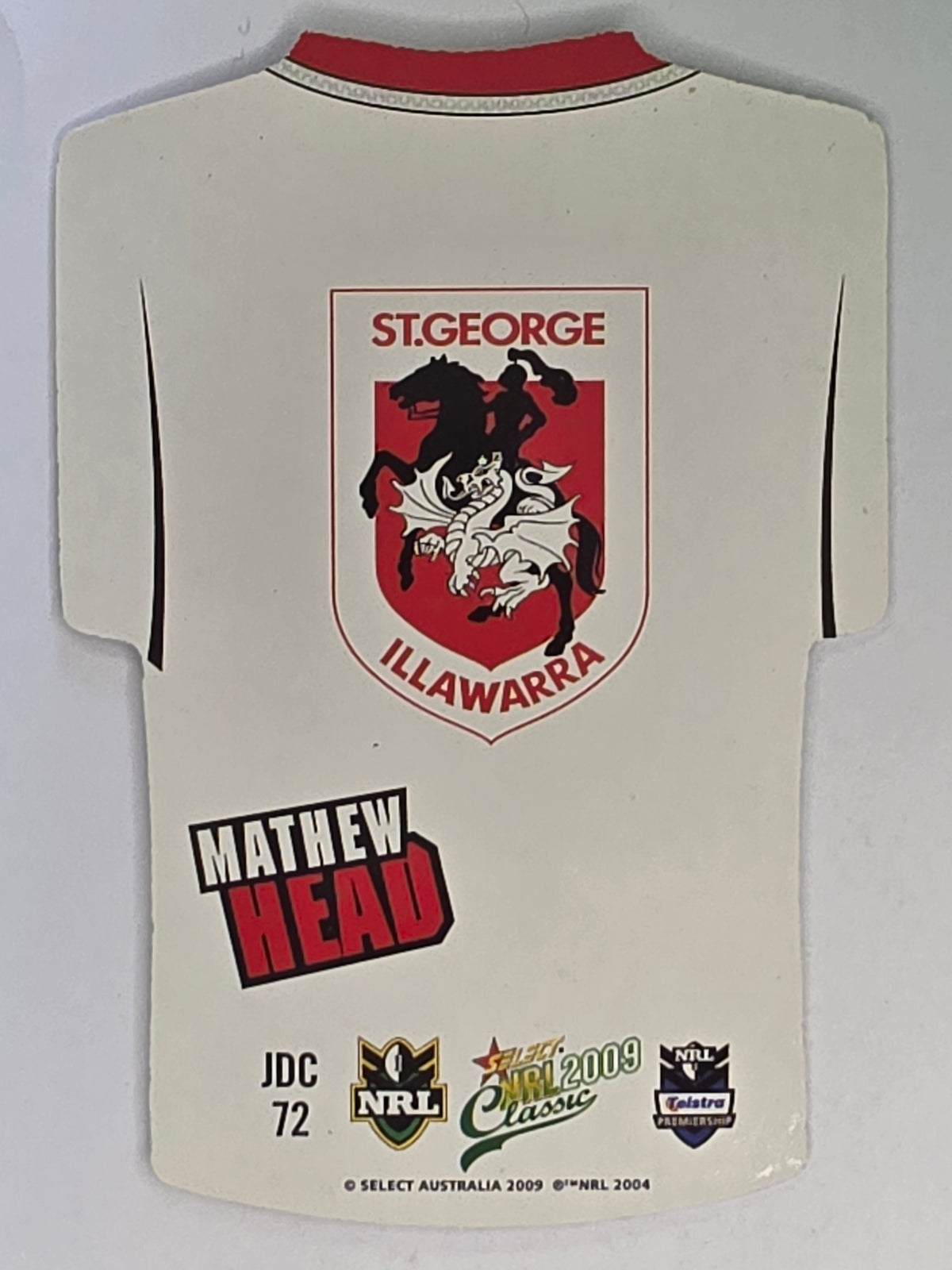 NRL 2009 Classic | Holofoil Jersey Cards #JDC72 | Mathew Head | St George Illawarra Dragons