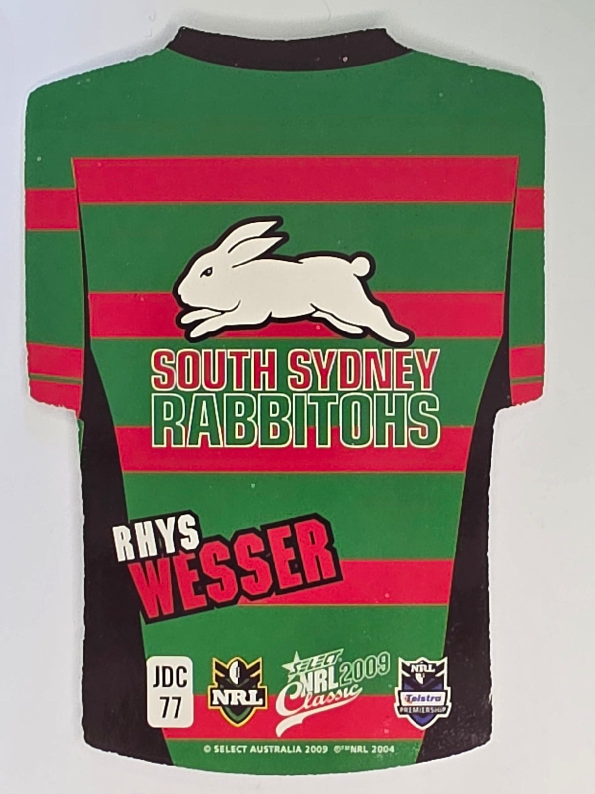 NRL 2009 Classic | Holofoil Jersey Cards #JDC77 | Rhys Wesser | South Sydney Rabbitohs