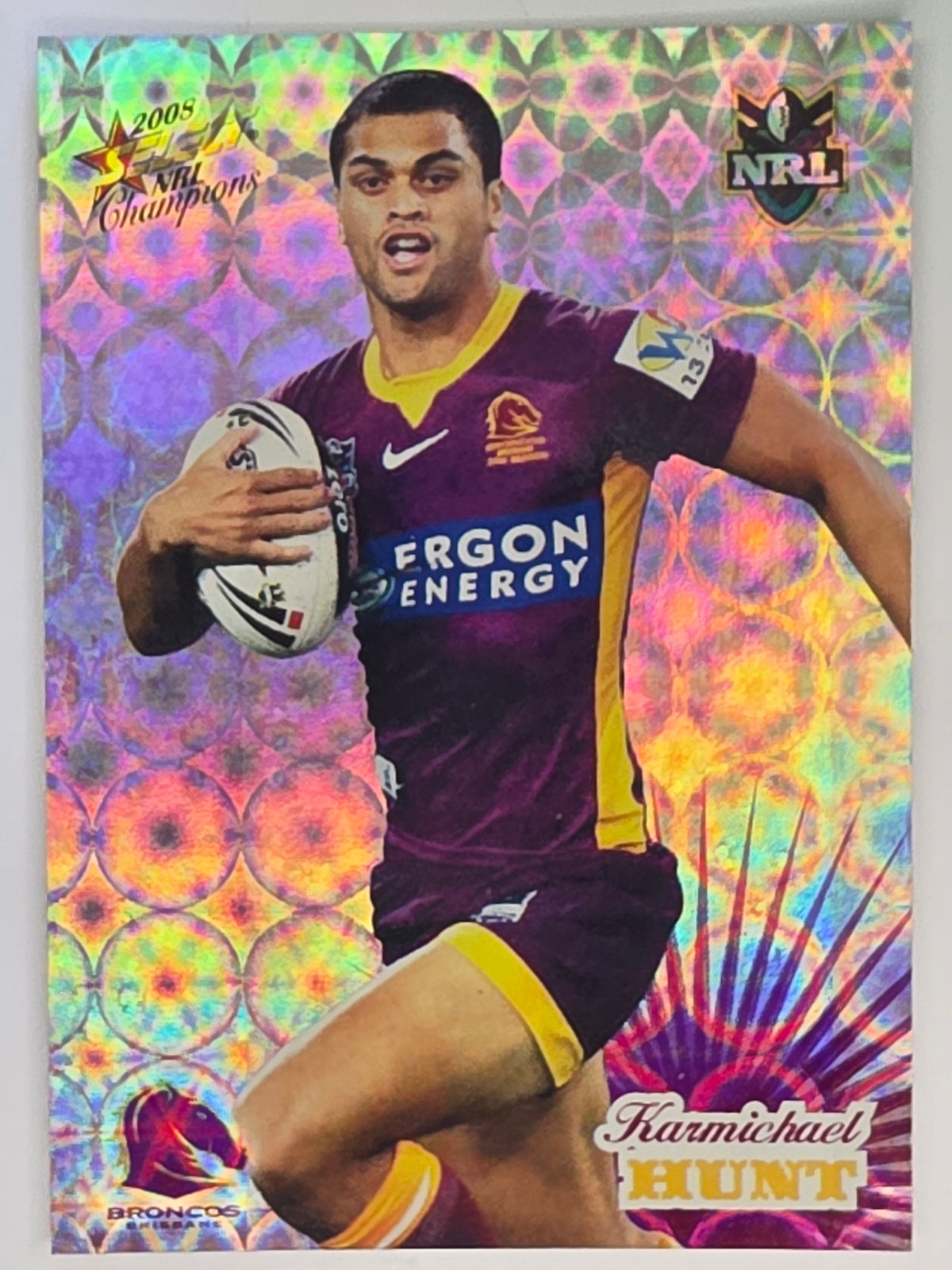 NRL 2008 Champions Holofoil Parallel #8 Karmichael Hunt Brisbane Broncos