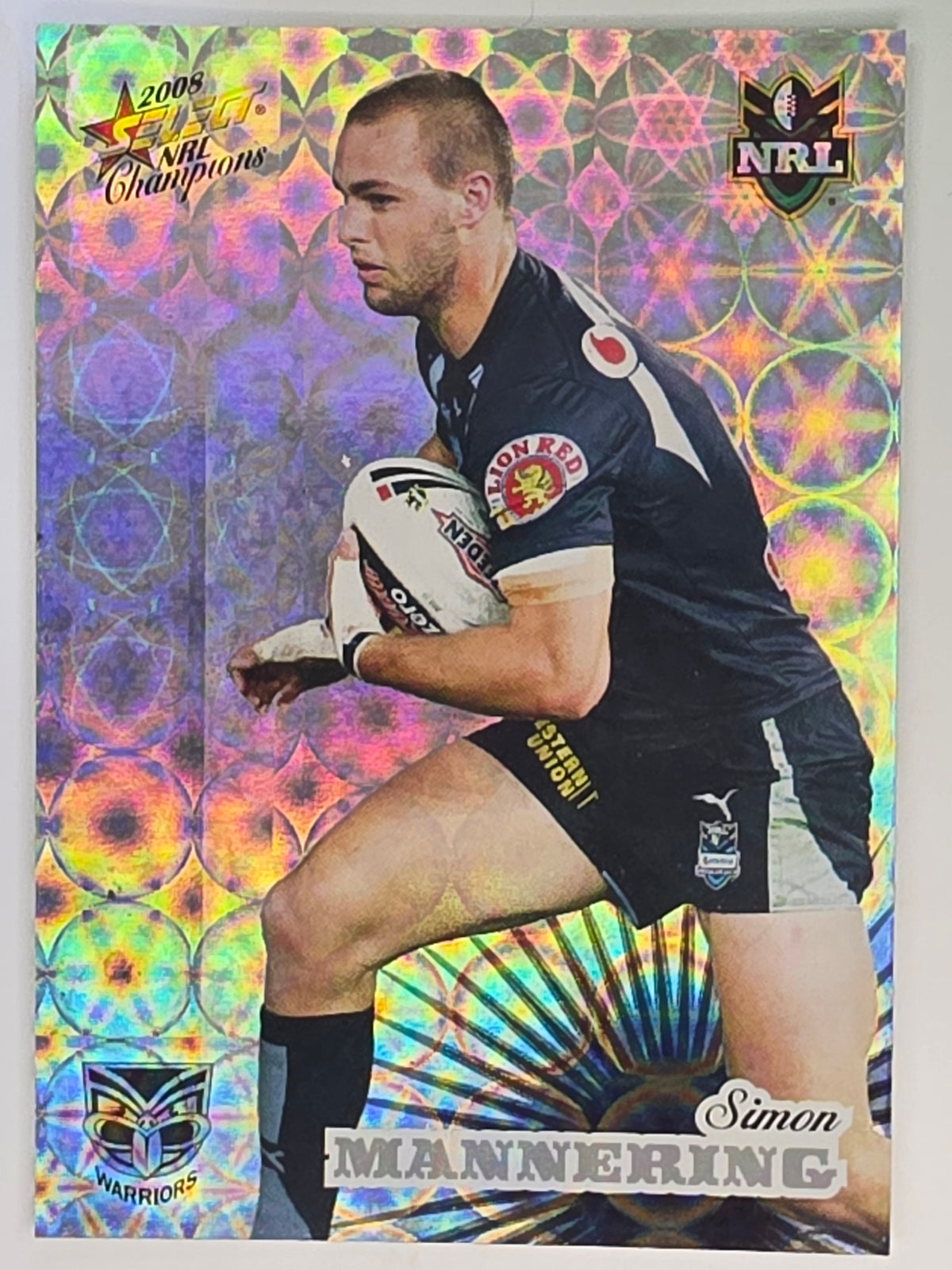 NRL 2008 Champions Holofoil Parallel #176 Simon Mannering New Zealand Warriors