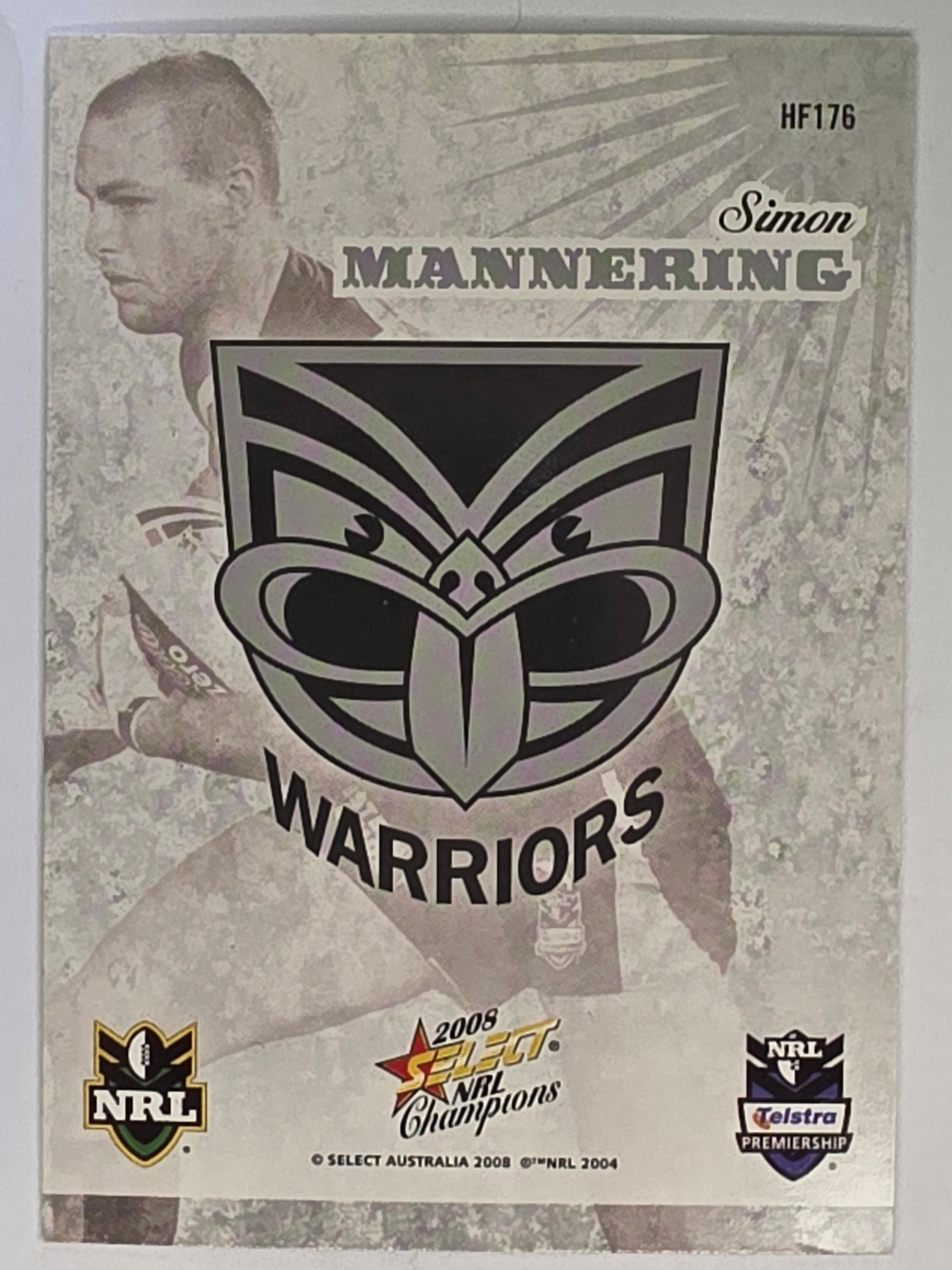 NRL 2008 Champions Holofoil Parallel #176 Simon Mannering New Zealand Warriors