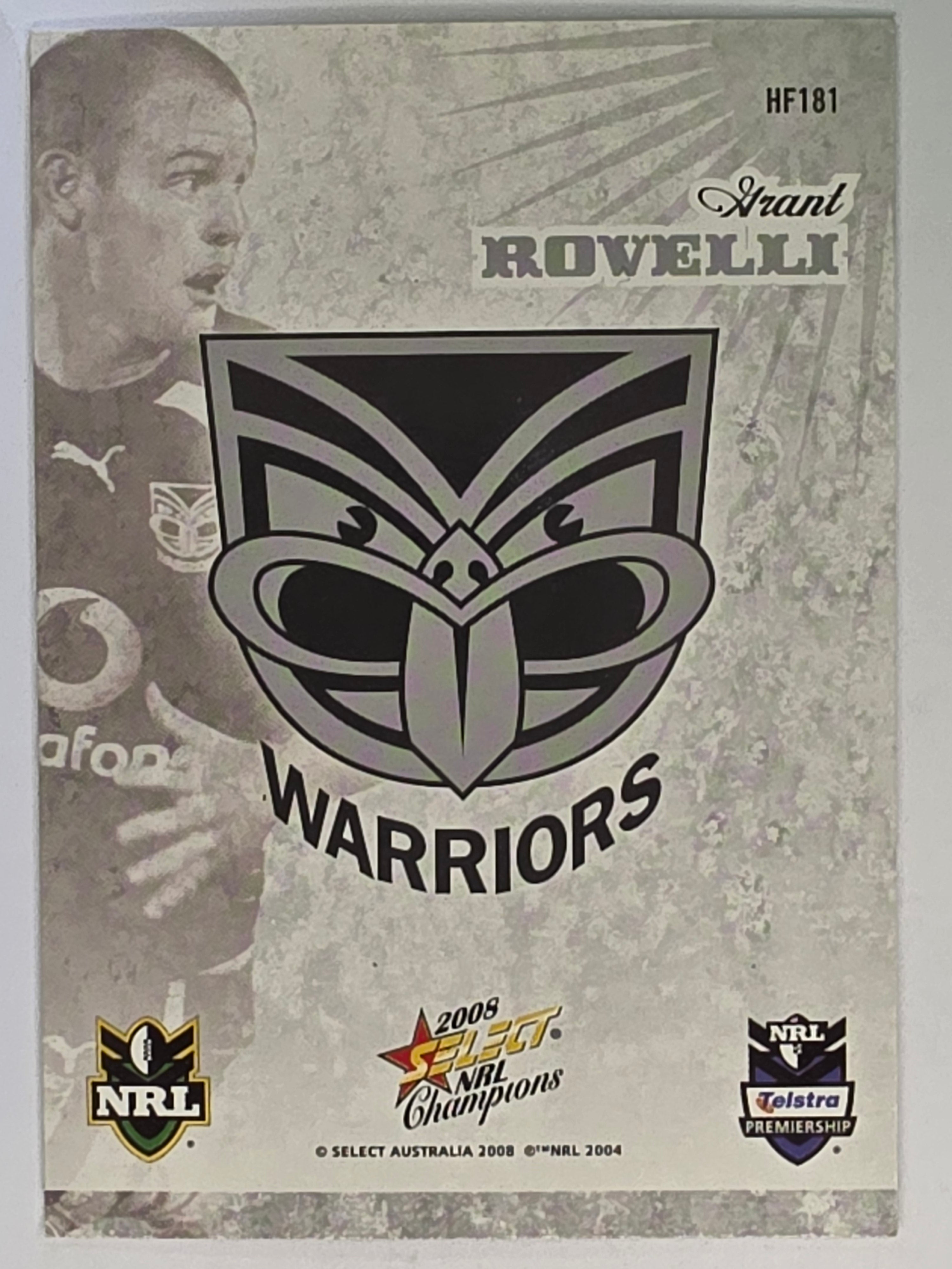 NRL 2008 Champions Holofoil Parallel #181 Grant Rovelli New Zealand Warriors
