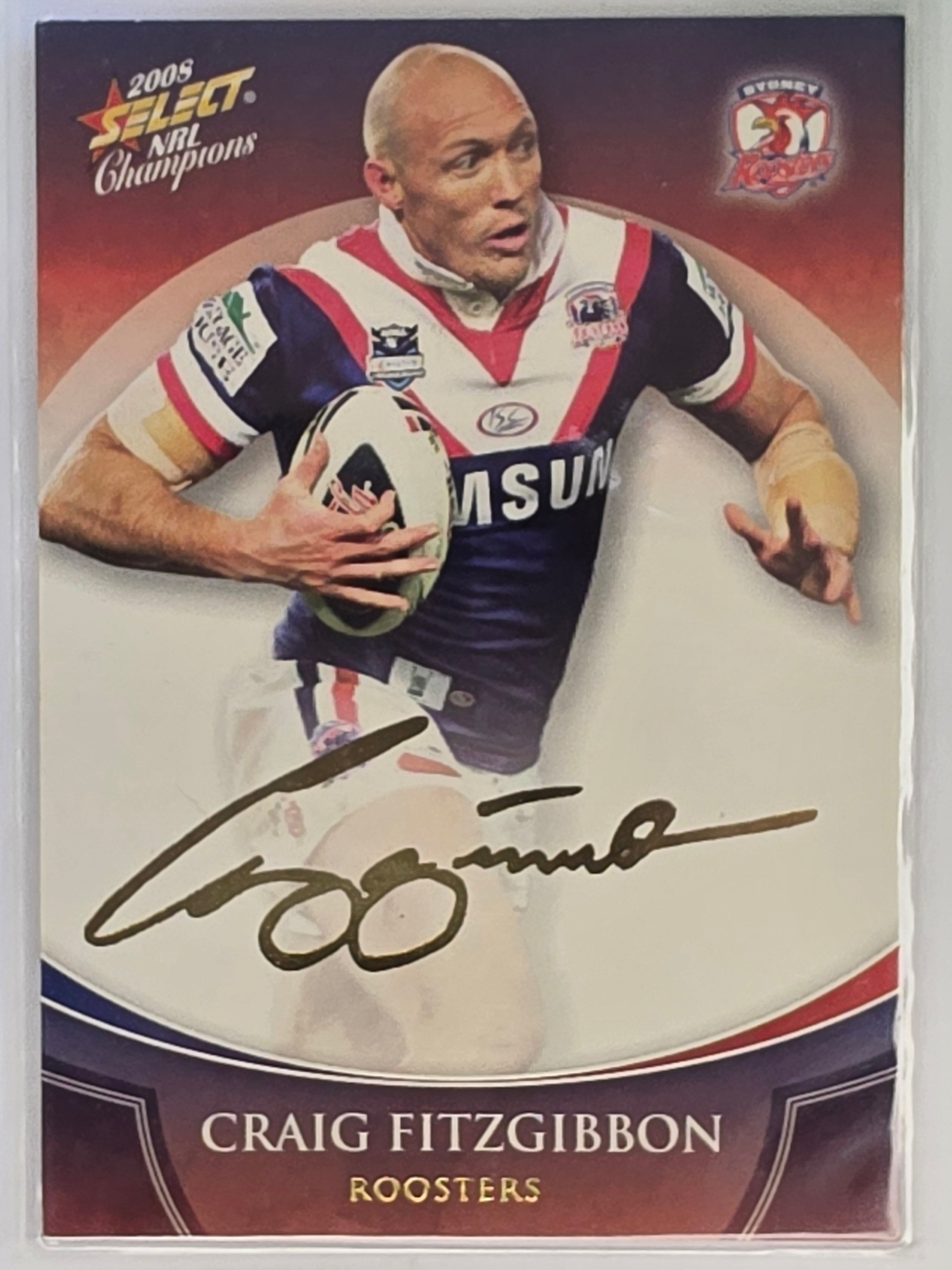 NRL 2008 Champions Gold Foil Signature #FS41 Craig Fitzgibbon Sydney Roosters