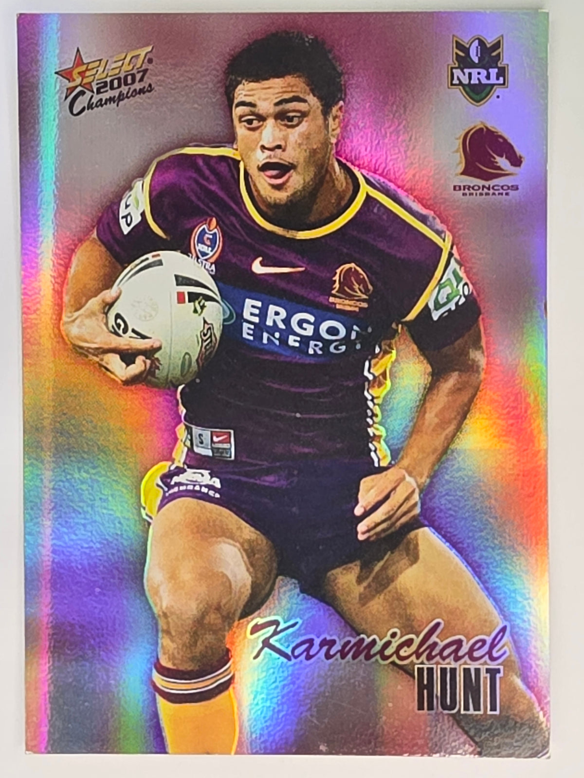 NRL 2007 Champions Holofoil Parallel #4 Karmichael Hunt Brisbane Broncos