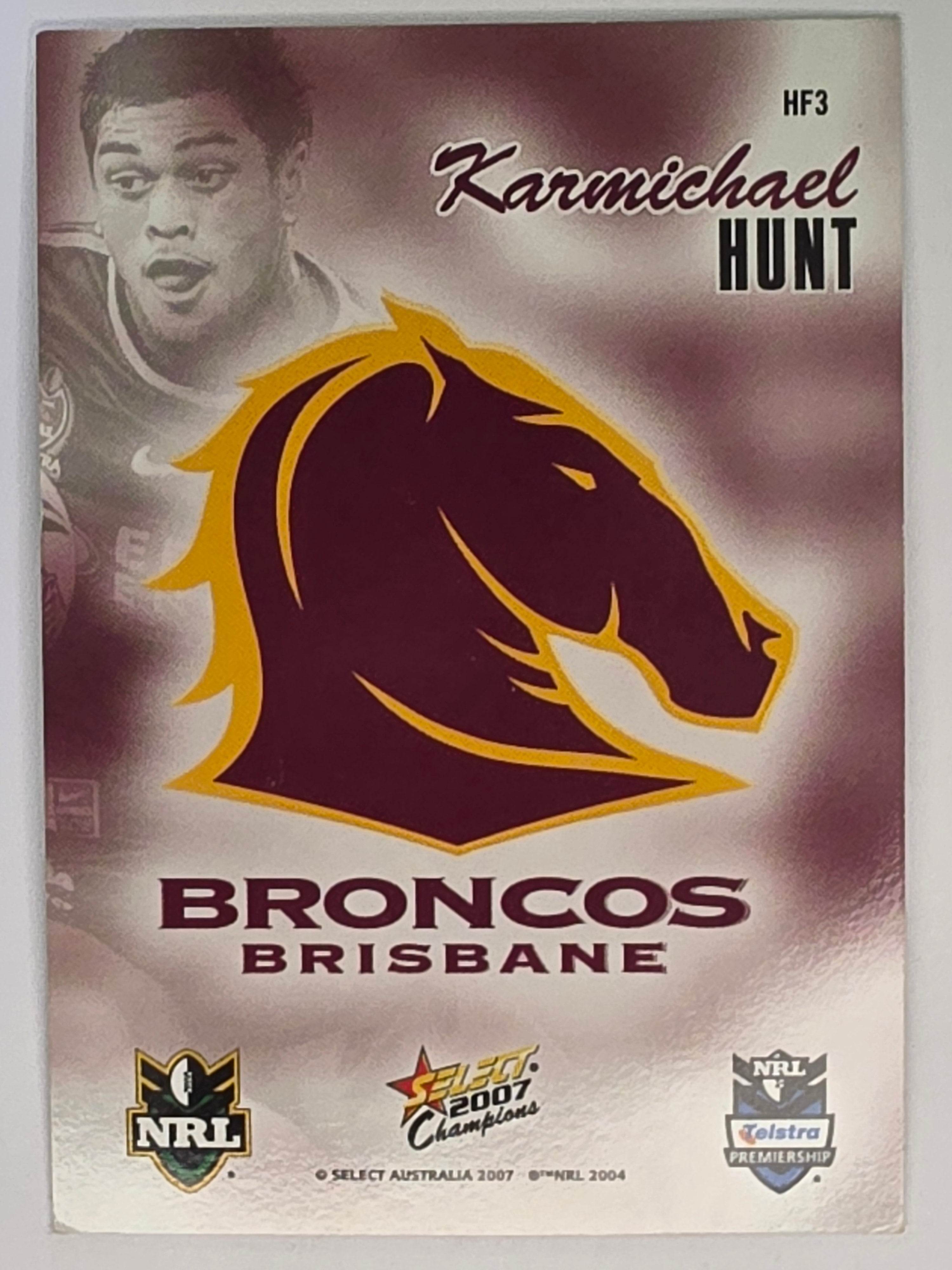 NRL 2007 Champions Holofoil Parallel #4 Karmichael Hunt Brisbane Broncos