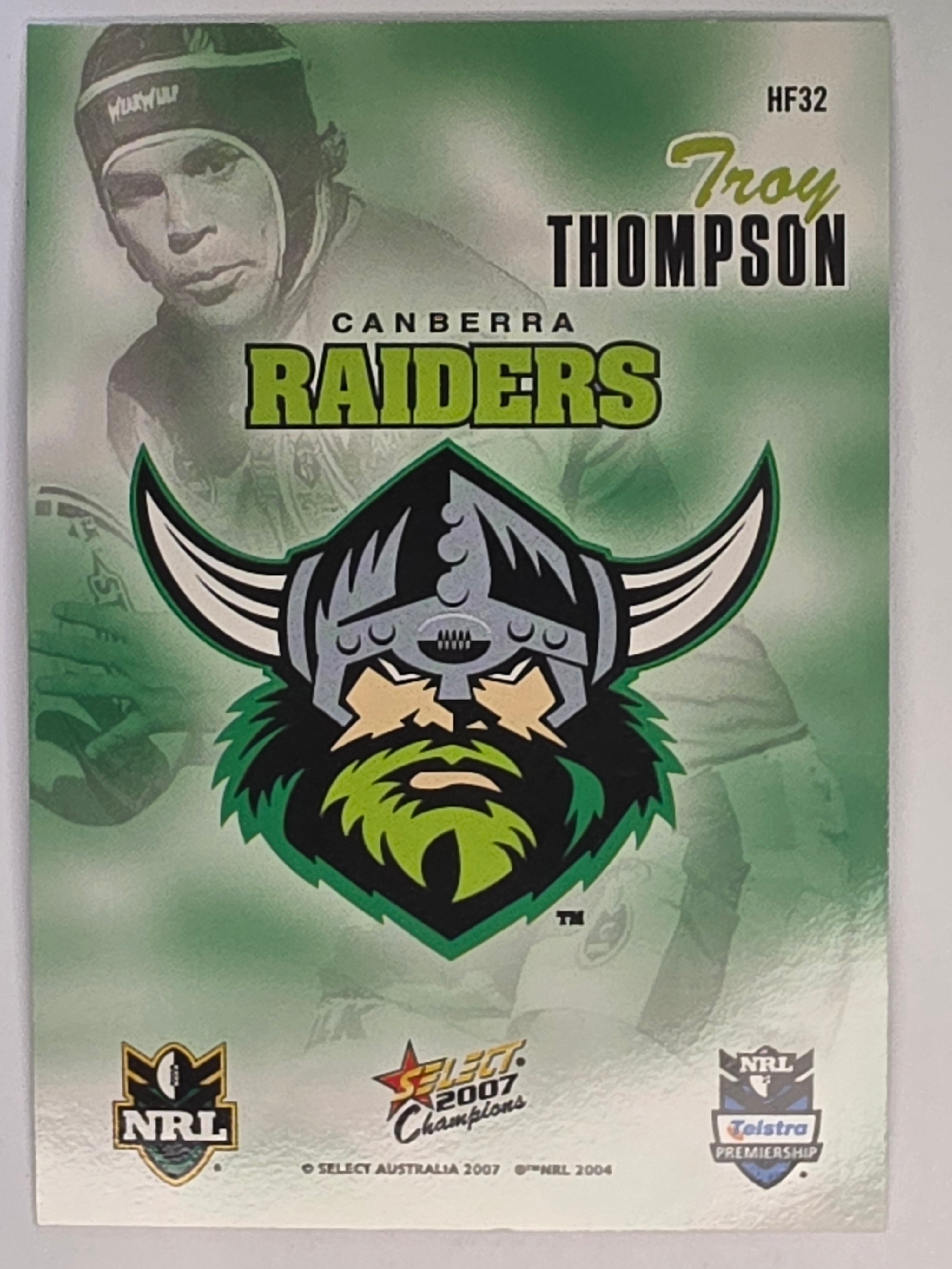 NRL 2007 Champions Holofoil Parallel #33 Troy Thompson Canberra Raiders