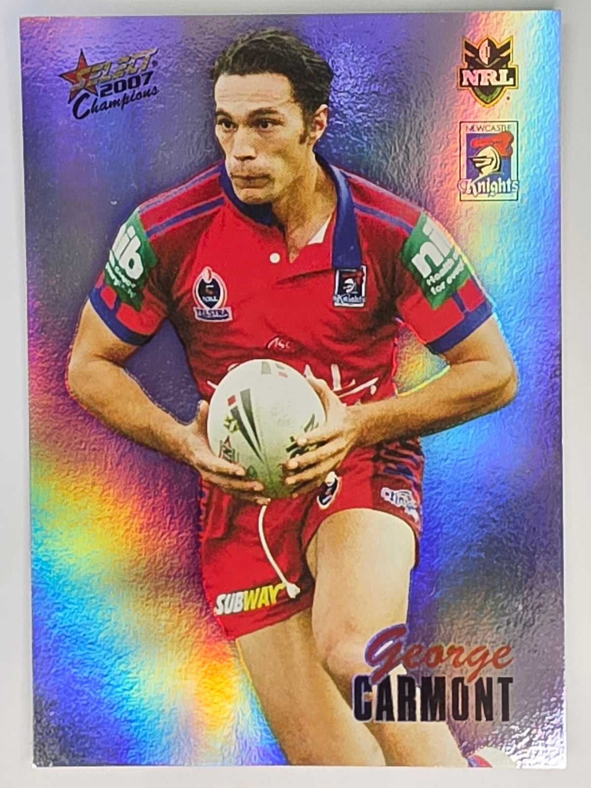 NRL 2007 Champions Holofoil Parallel #89 George Carmont Newcastle Knights