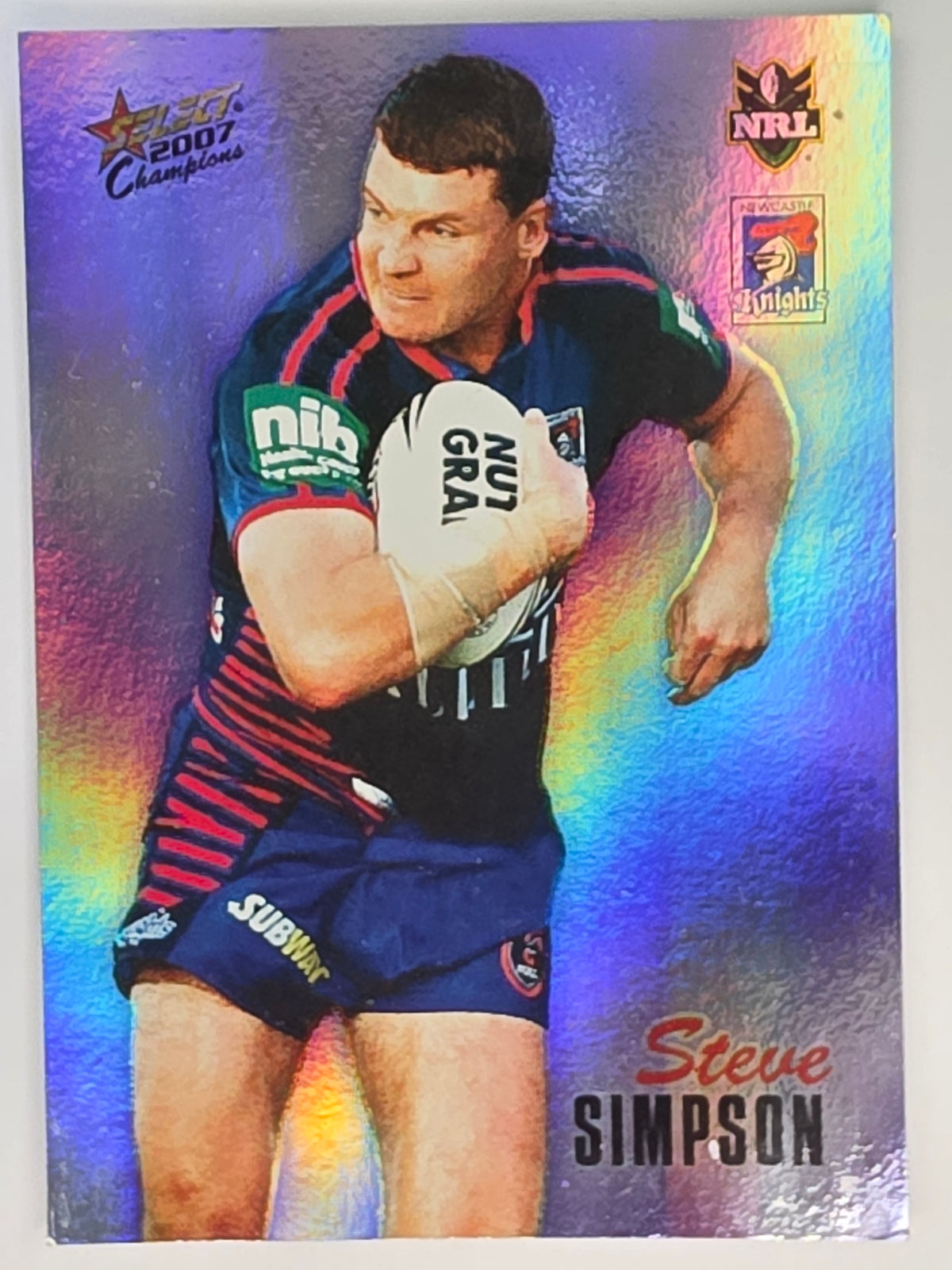 NRL 2007 Champions Holofoil Parallel #96 Steve Simpson Newcastle Knights